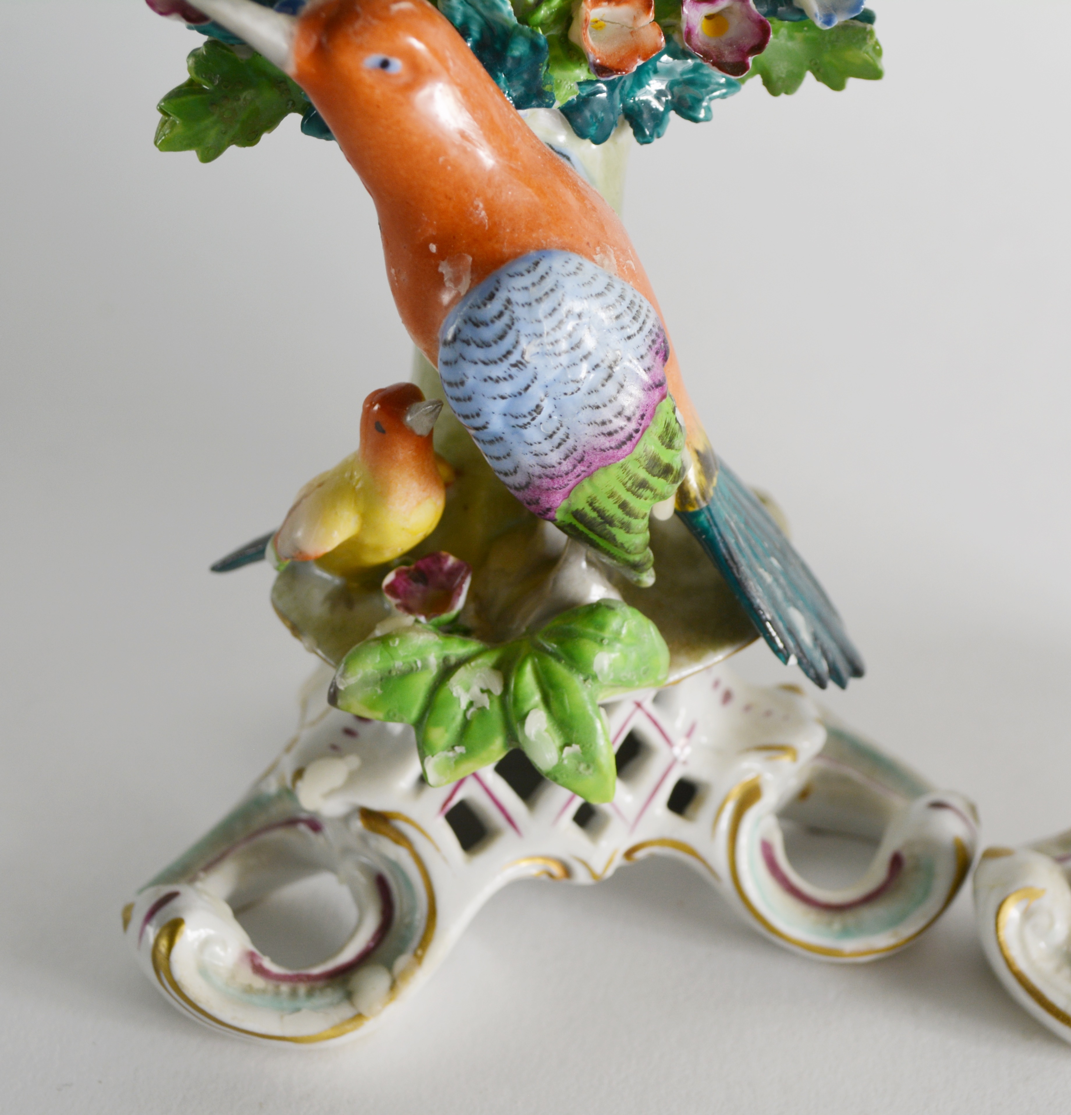 Vintage Sitzendorf Porcelain Bird Candlesticks