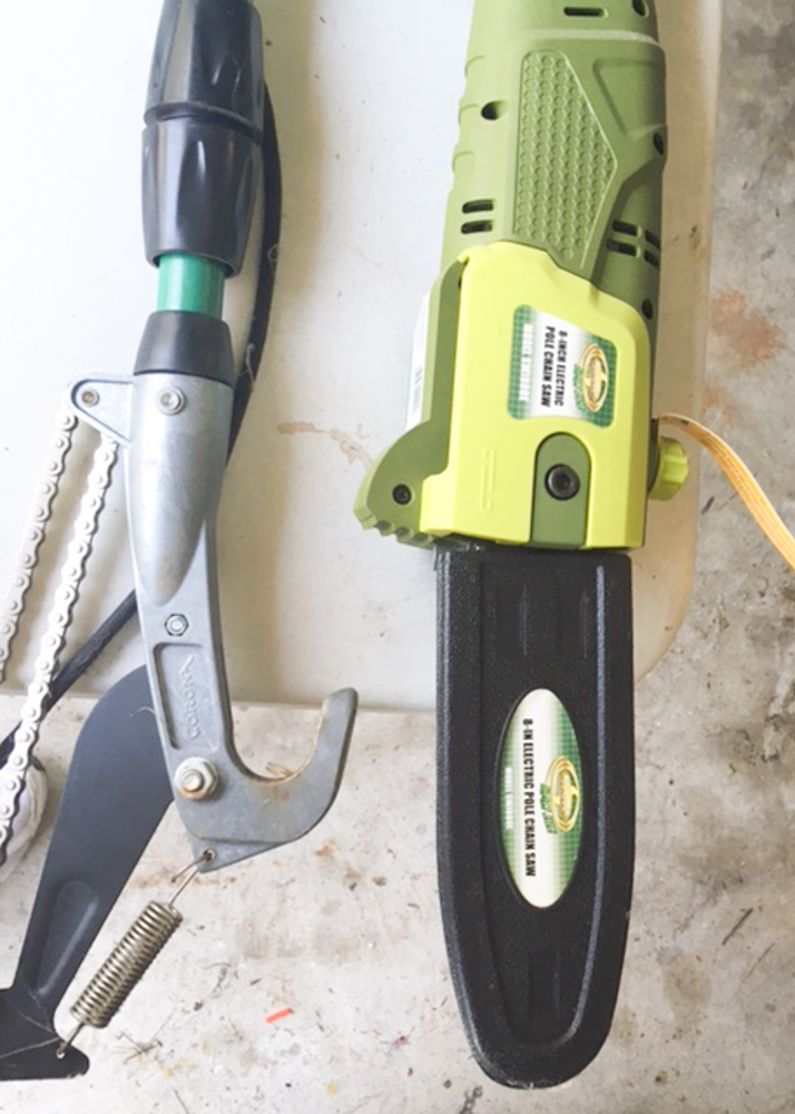 Extension Pole Chain Saw, Extension Tree Trimmer & Assortment of Lawn Tools