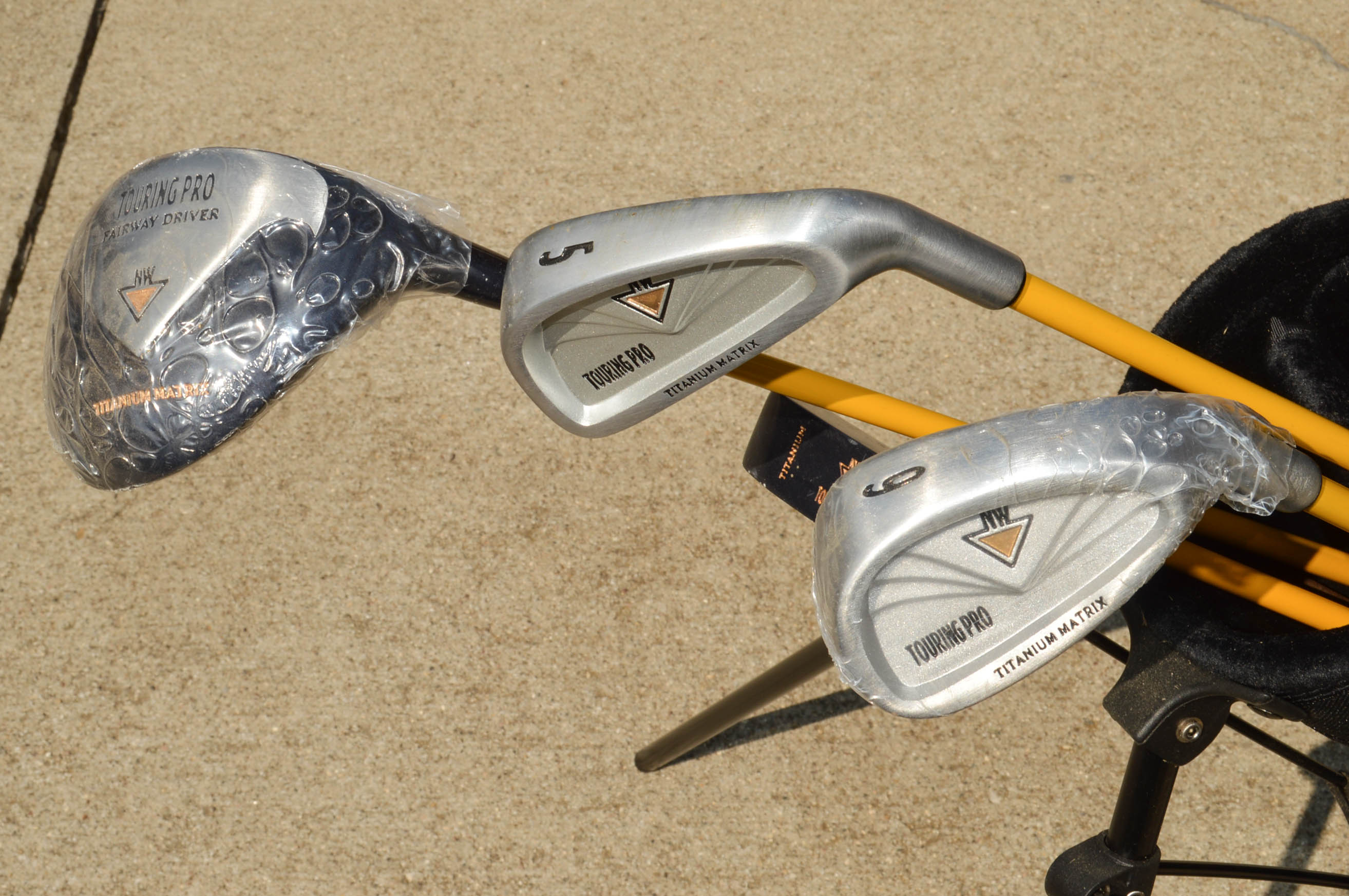 Upright Caddy Walk-Behind Golf Cart, Clubs, and Junior Sets