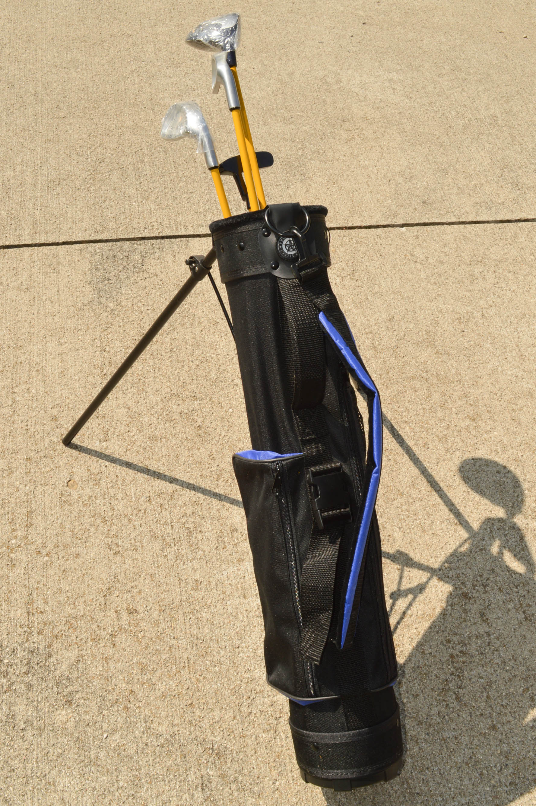 Upright Caddy Walk-Behind Golf Cart, Clubs, and Junior Sets