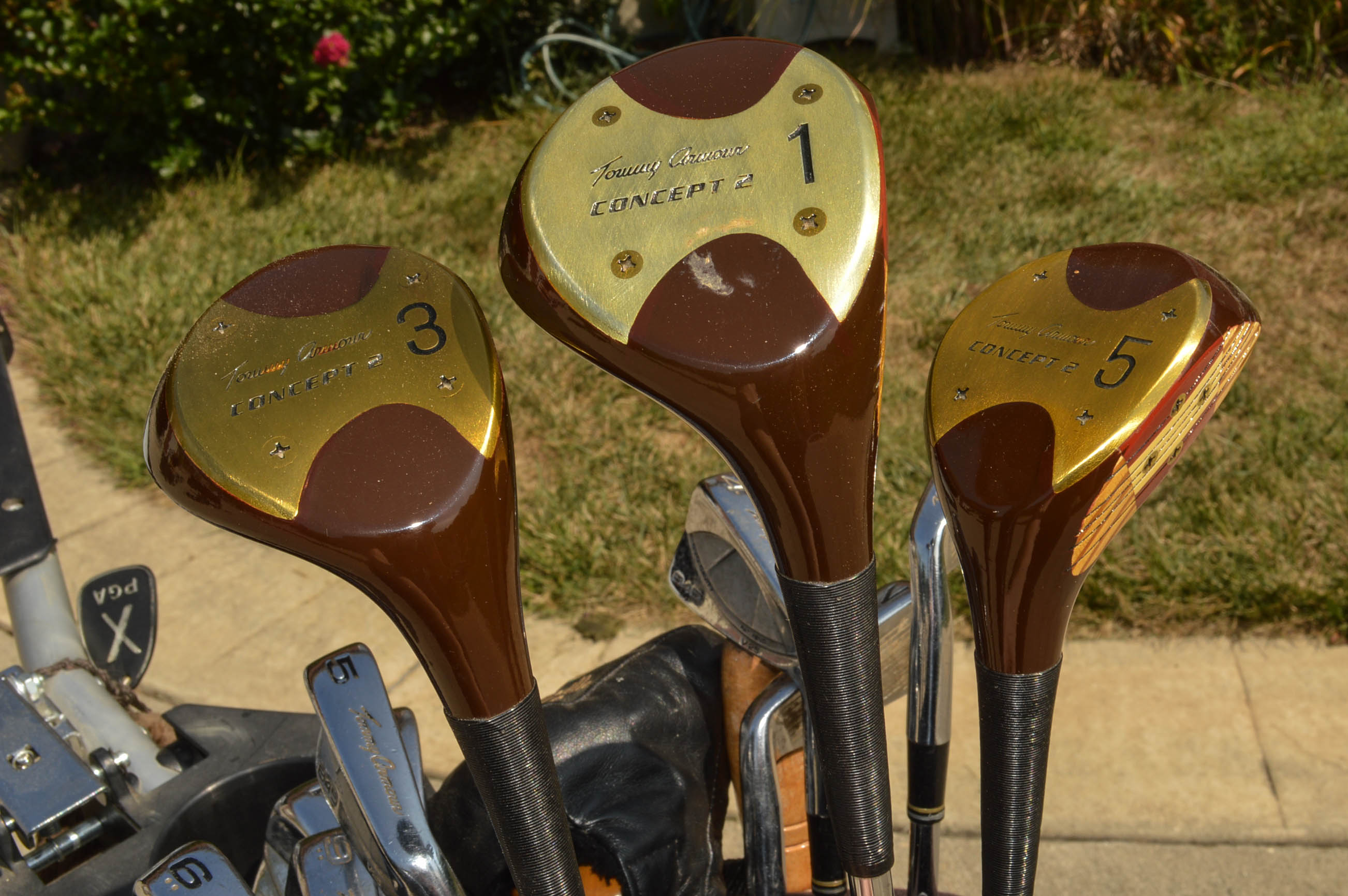 Upright Caddy Walk-Behind Golf Cart, Clubs, and Junior Sets
