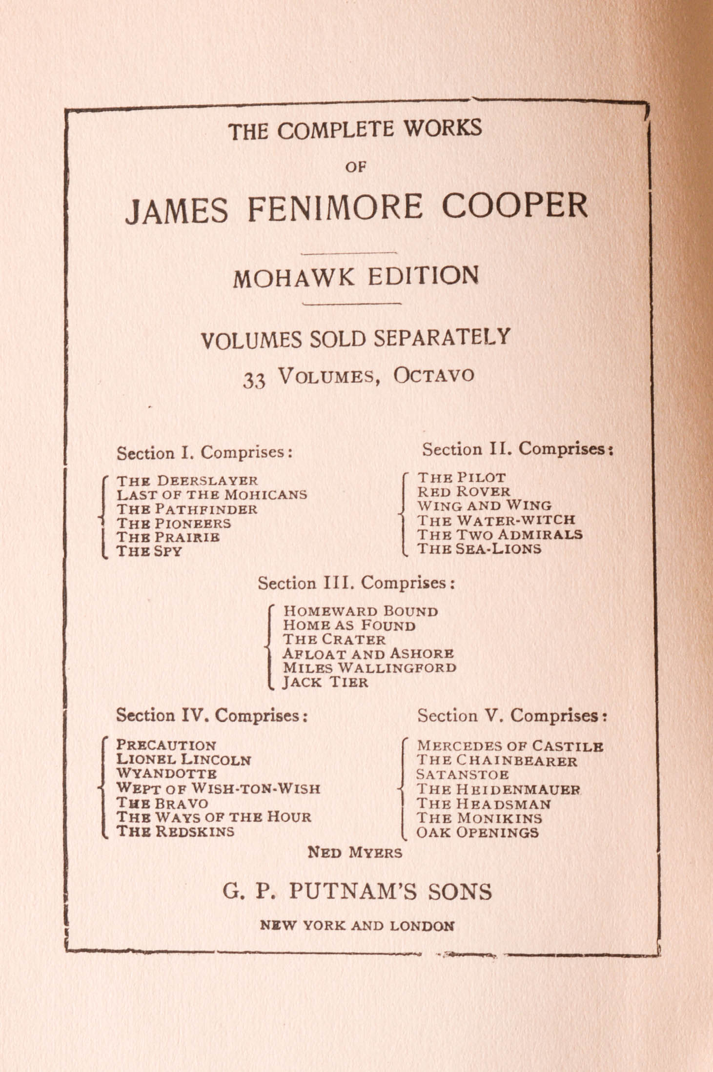 "The Works Of James Fenimore Cooper" Mohawk Edition