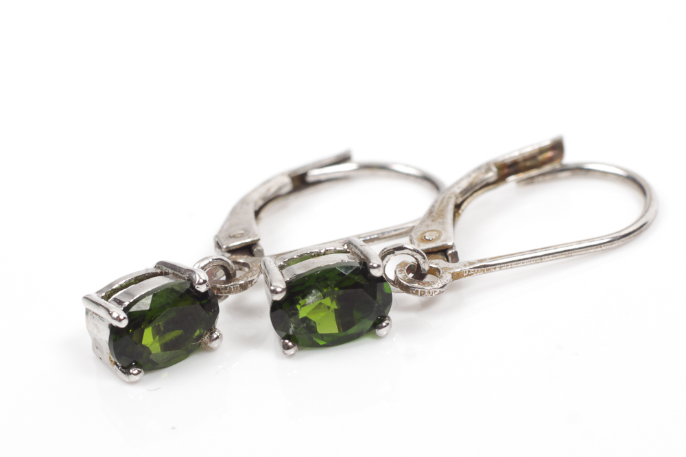 Variety of Sterling Silver Earrings with Green Gemstones