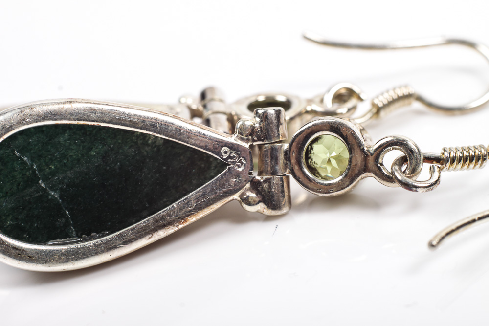 Variety of Sterling Silver Earrings with Green Gemstones