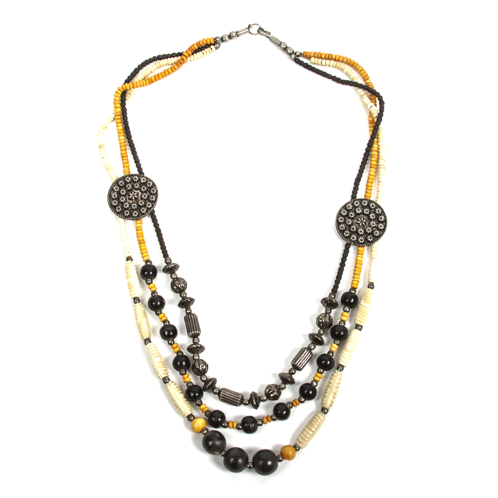 Wood and Bone Beaded Necklace