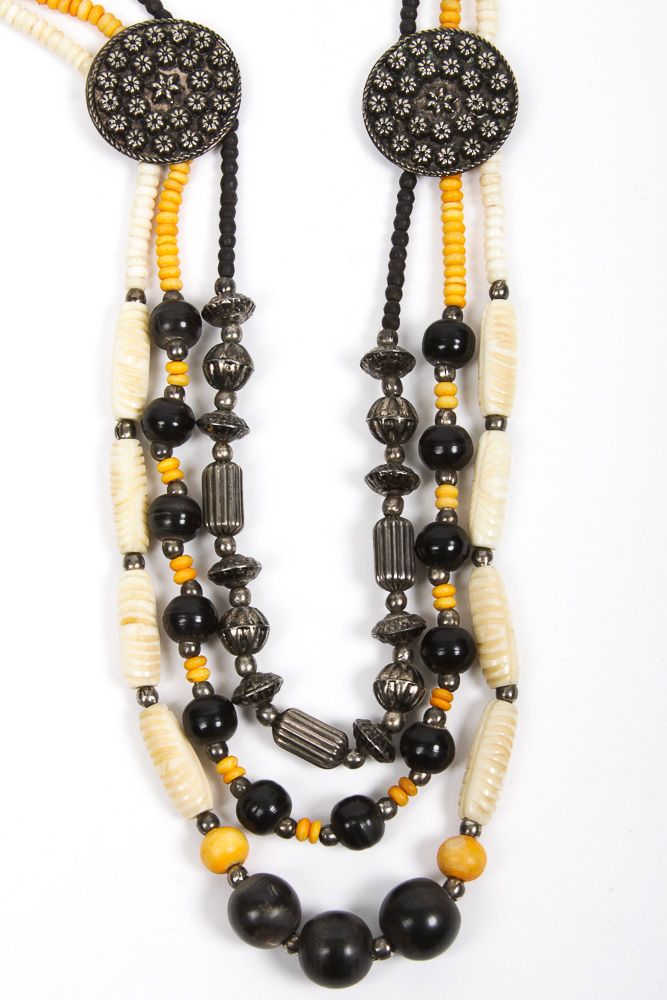 Wood and Bone Beaded Necklace
