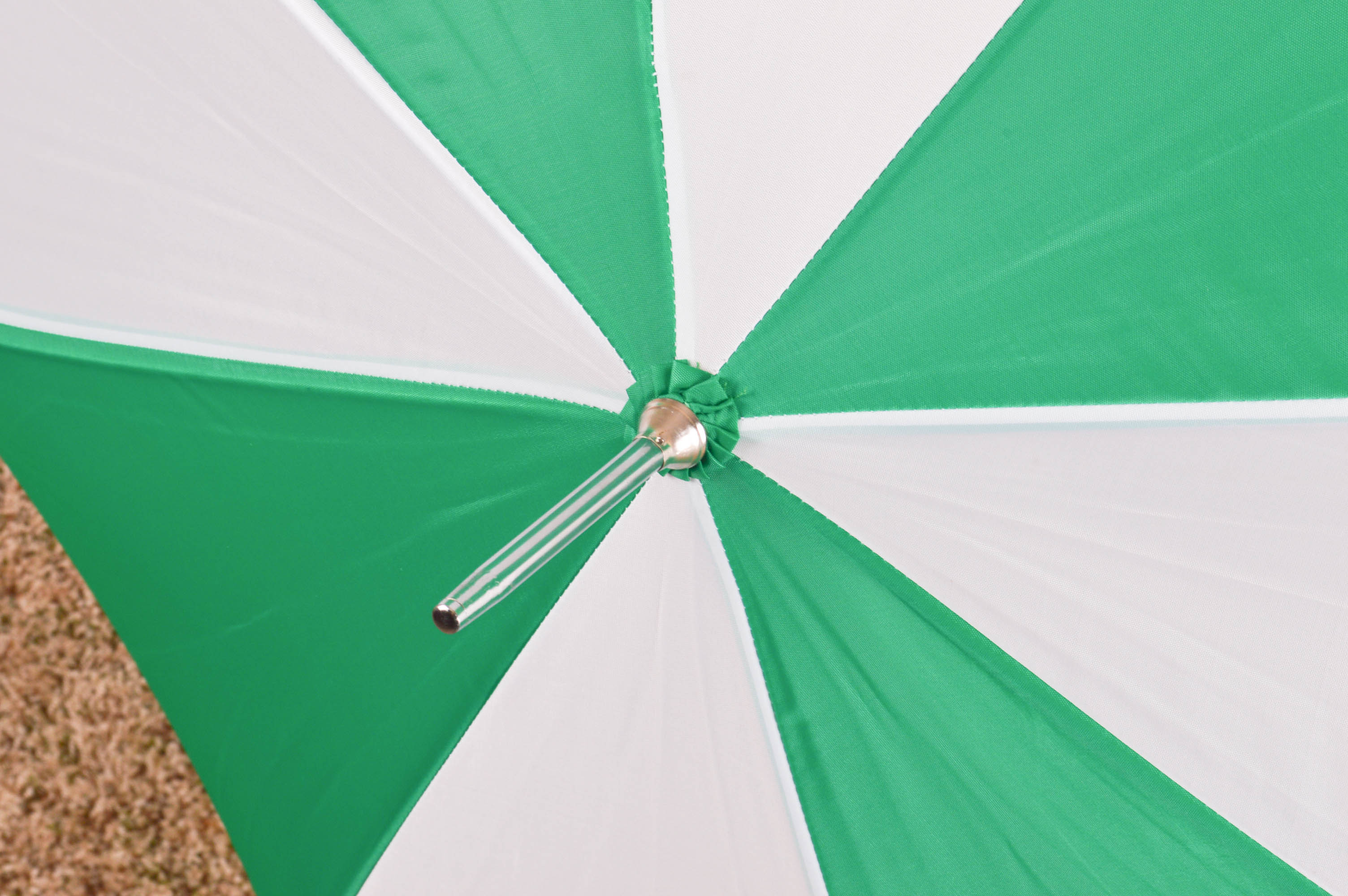 Grouping of Green and White Nylon Rain Umbrellas