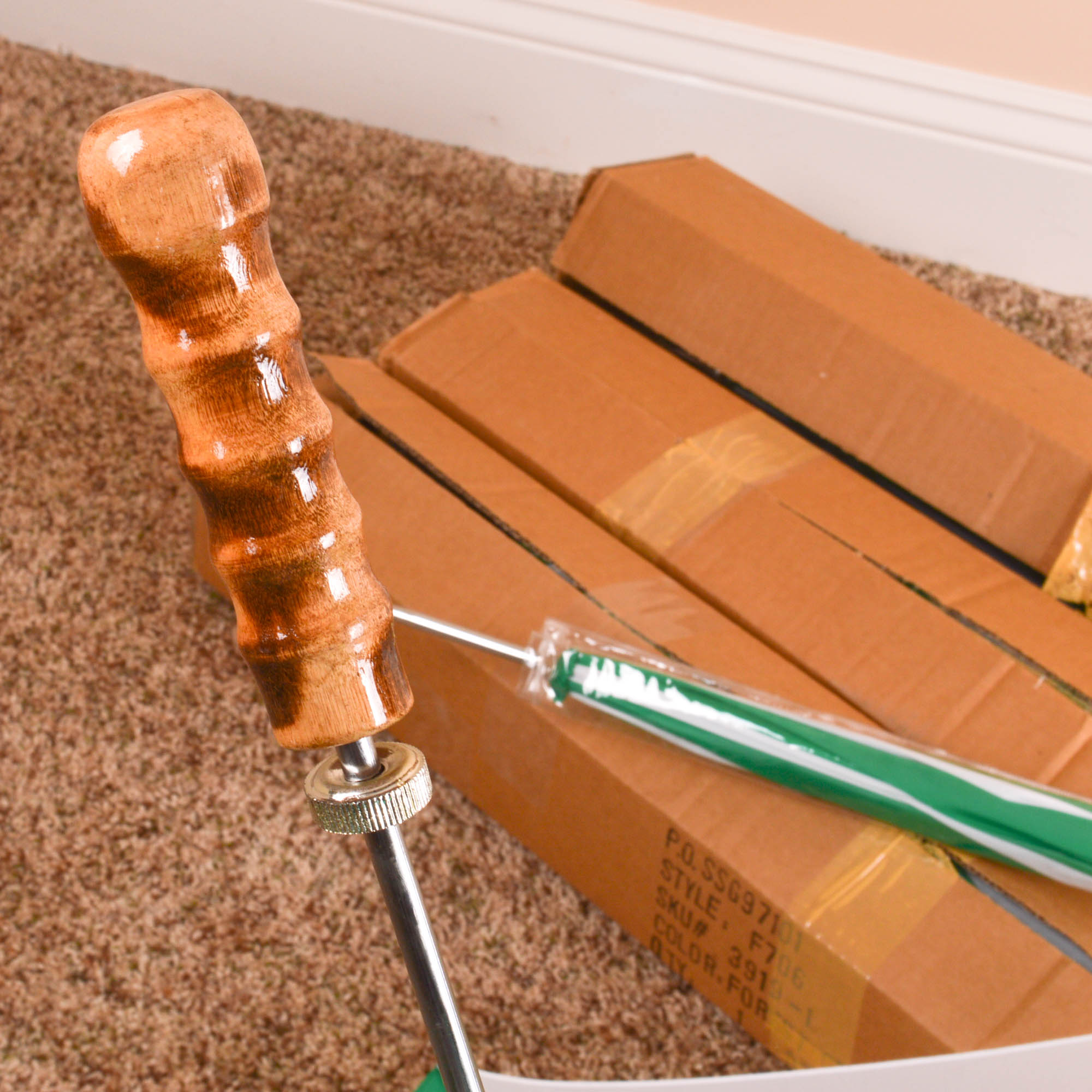 Grouping of Green and White Nylon Rain Umbrellas