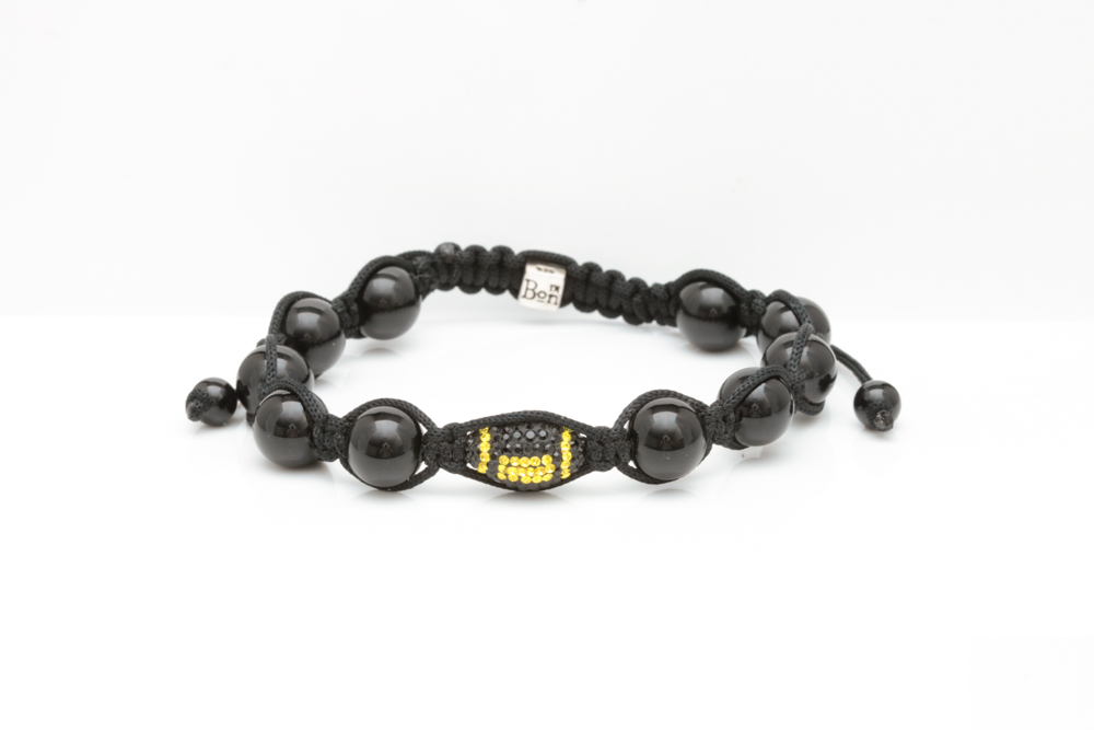 Bon Onyx Bead and Synthetic Stone Football Bracelet