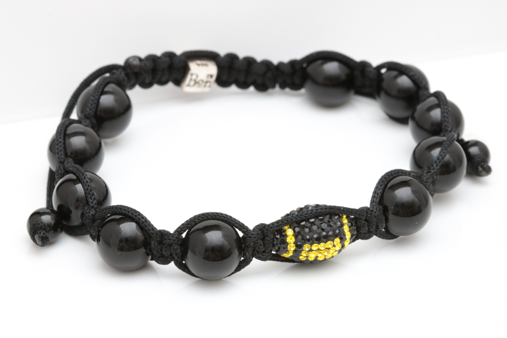 Bon Onyx Bead and Synthetic Stone Football Bracelet