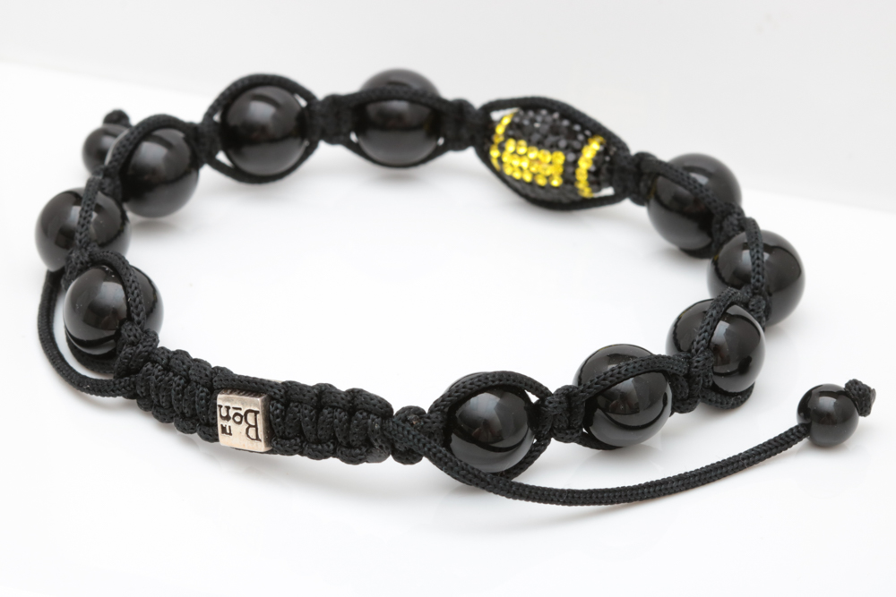 Bon Onyx Bead and Synthetic Stone Football Bracelet