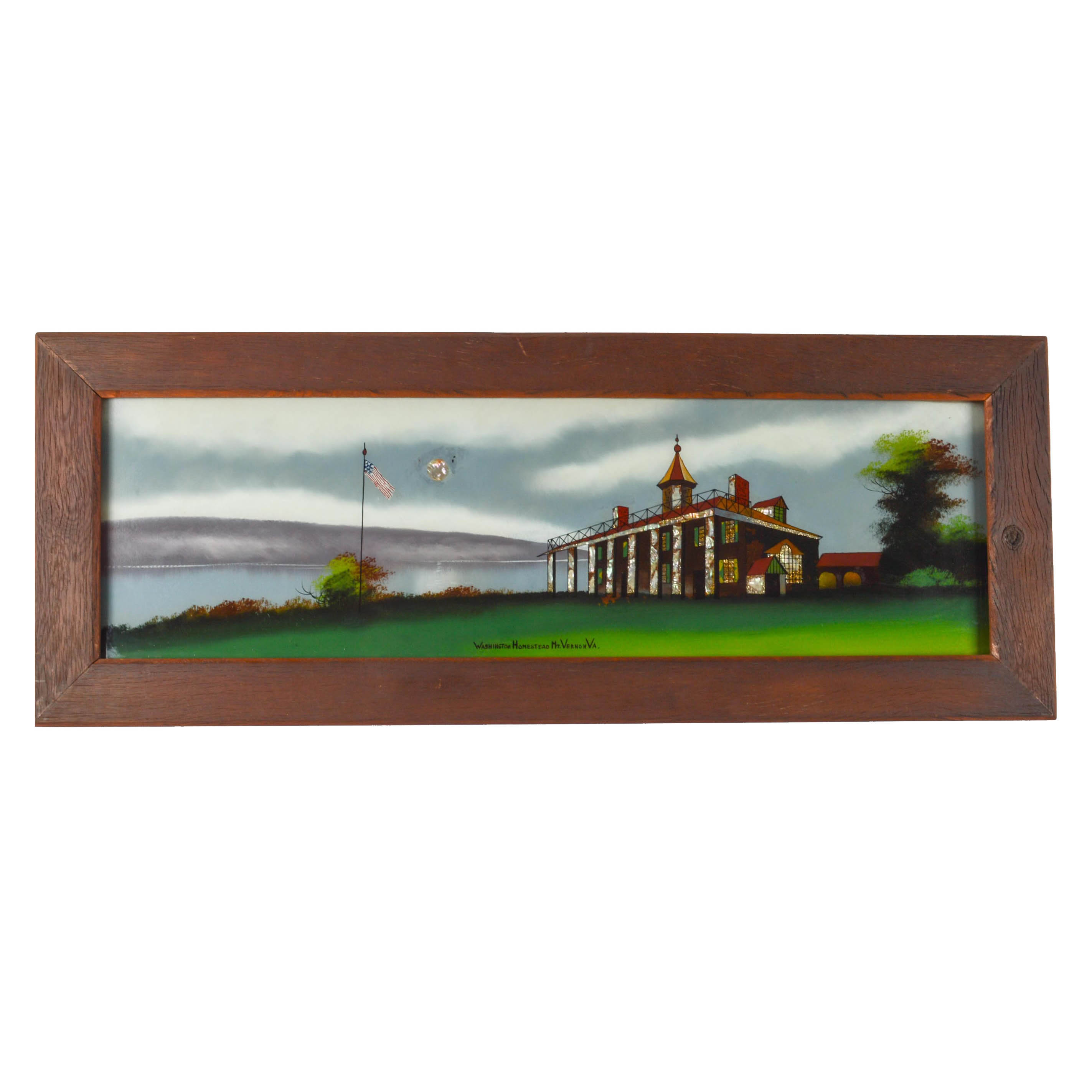 Reverse-Glass Painting "Washington Homestead Mount Vernon, Virginia"