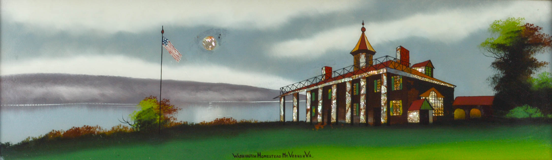 Reverse-Glass Painting "Washington Homestead Mount Vernon, Virginia"