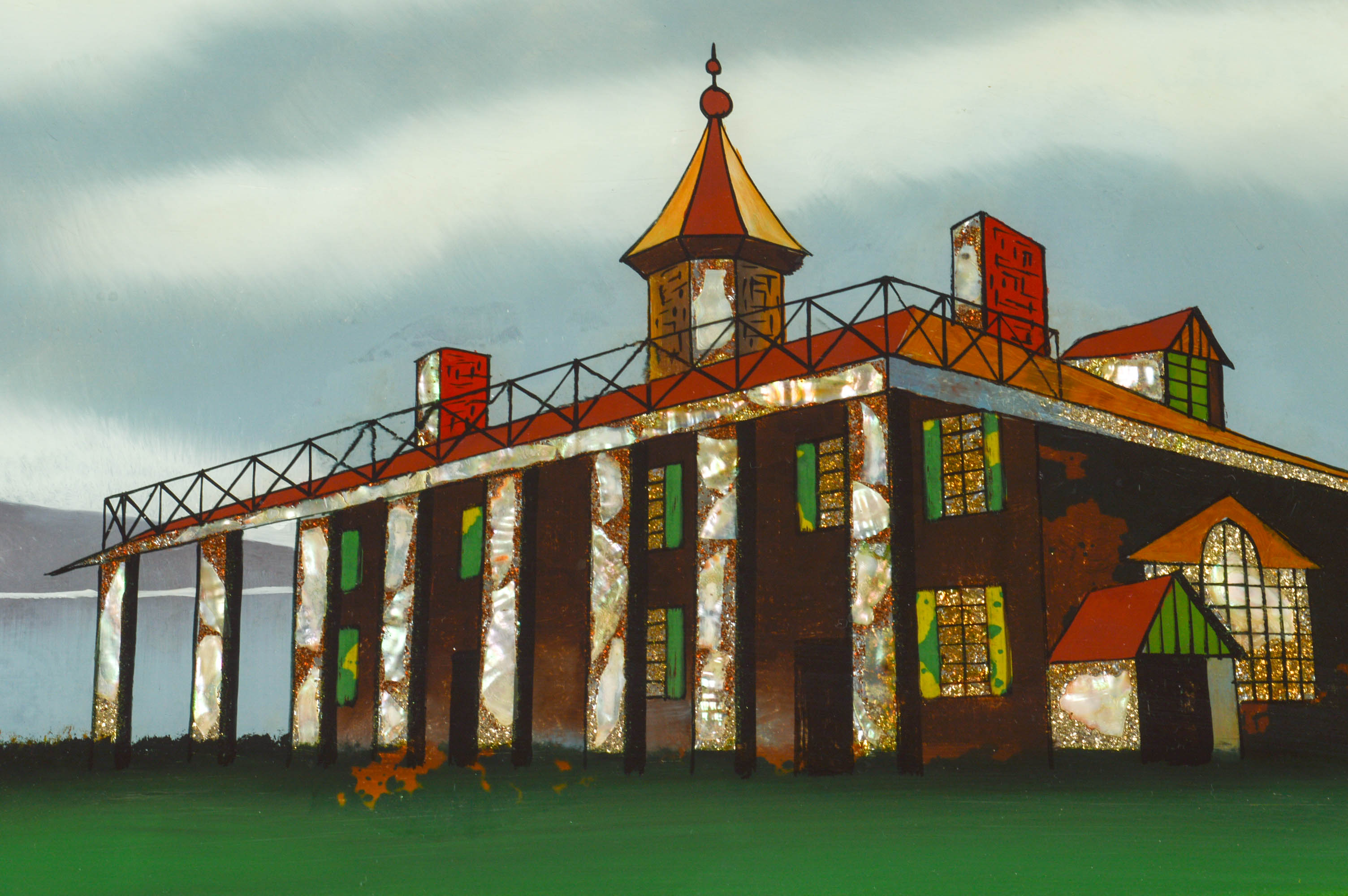 Reverse-Glass Painting "Washington Homestead Mount Vernon, Virginia"