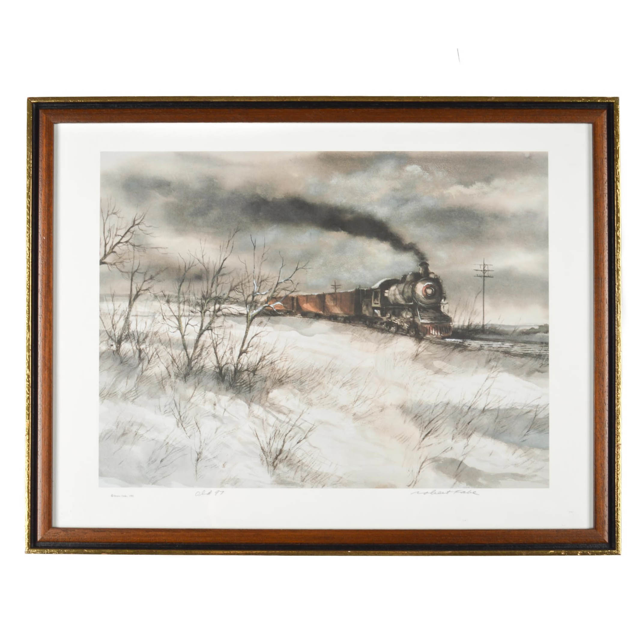 Robert Fabe Offset Lithograph After Watercolor "Old 97"