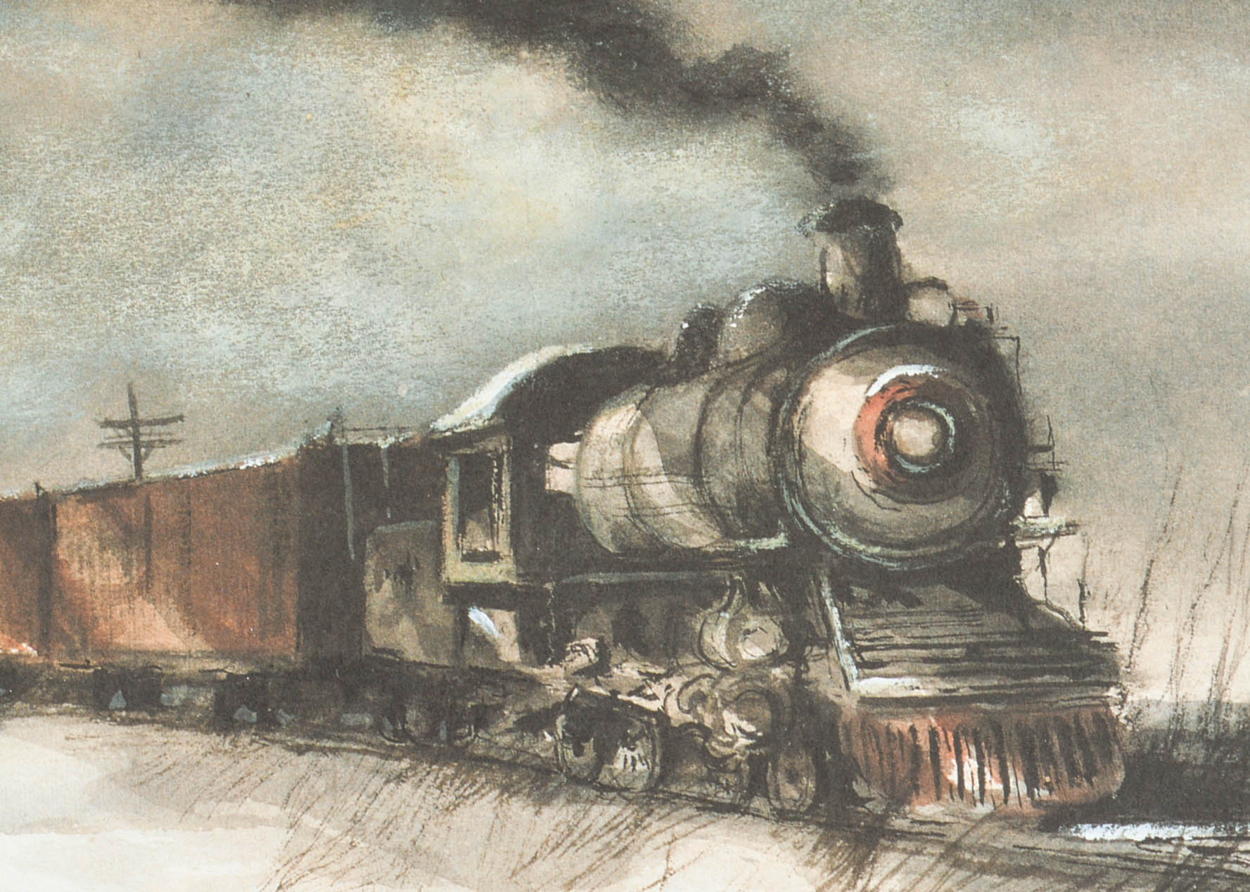 Robert Fabe Offset Lithograph After Watercolor "Old 97"