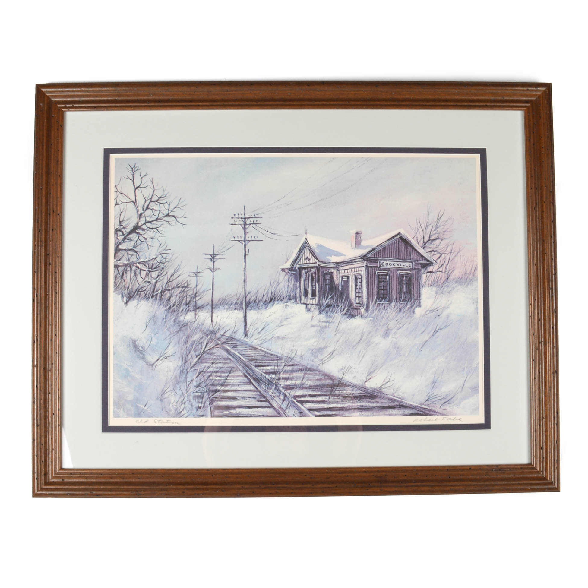 Robert Fabe Offset Lithograph After Watercolor "Old Station"
