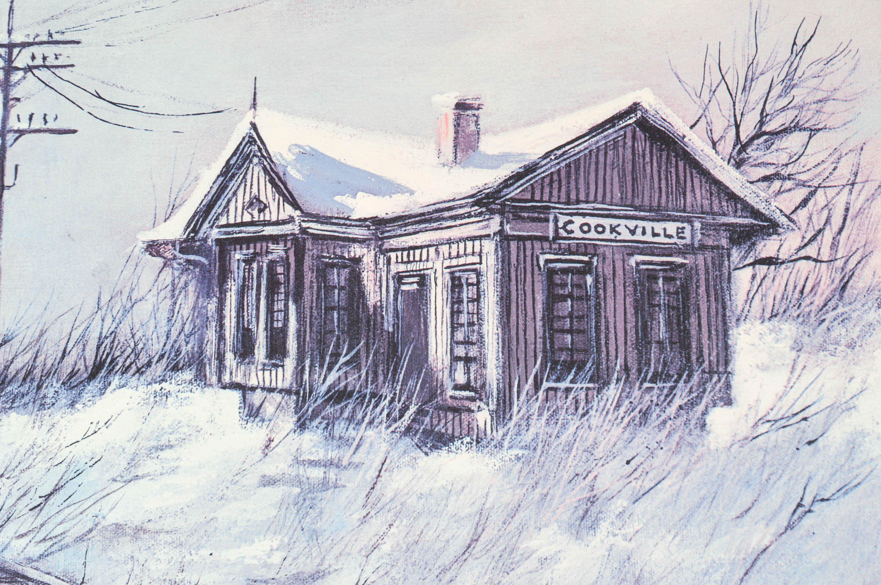 Robert Fabe Offset Lithograph After Watercolor "Old Station"