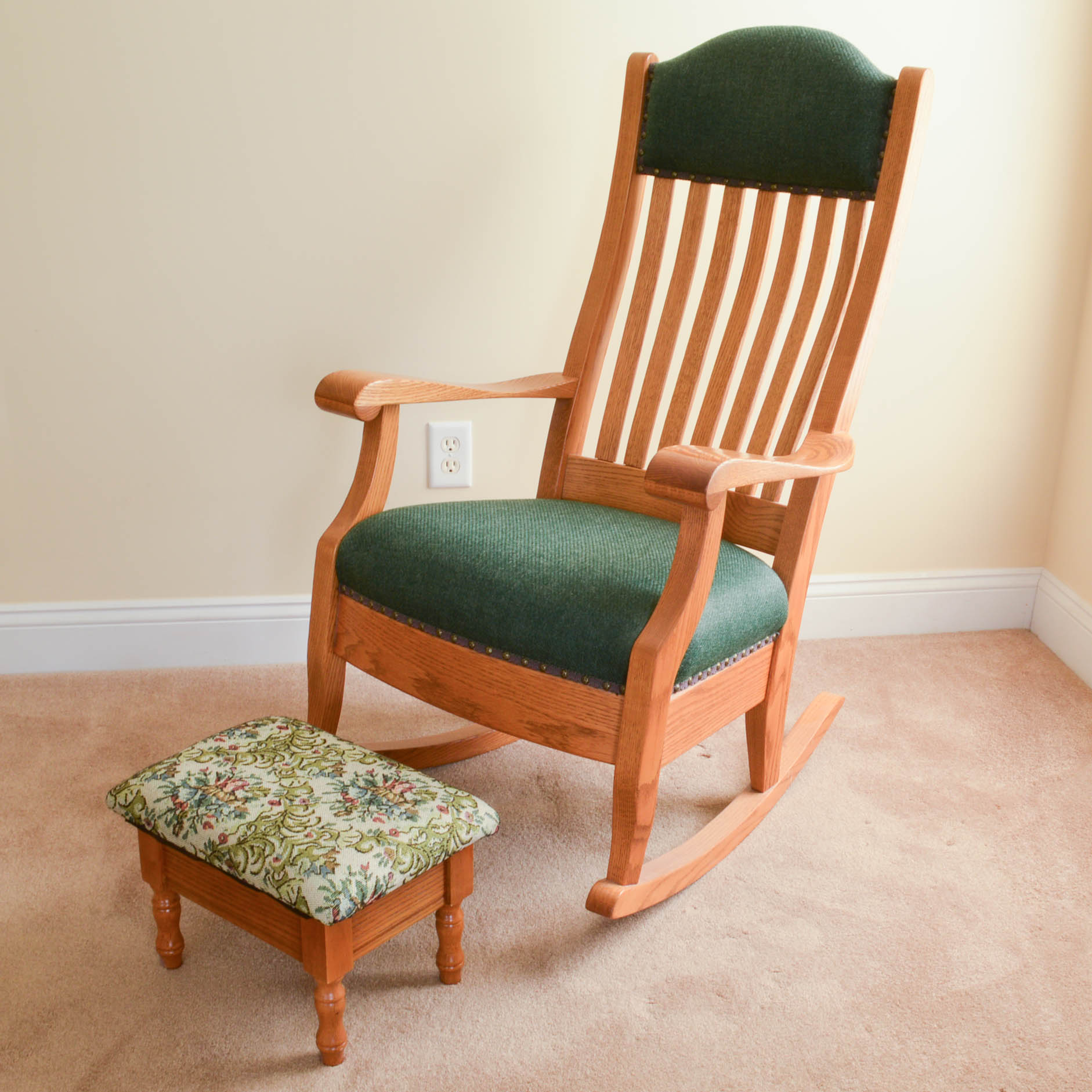 Honey Oak Rocker and Footstool