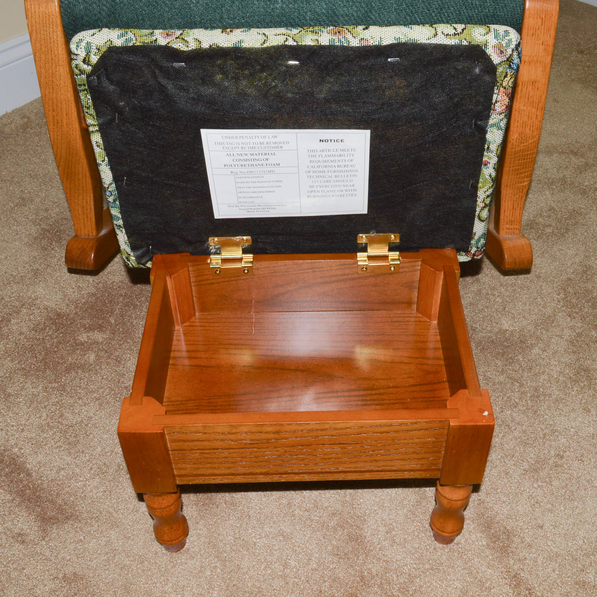 Honey Oak Rocker and Footstool