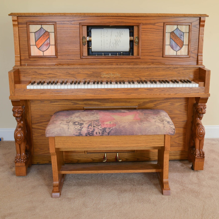 Baldwin Classic Oak Player Piano and Bench