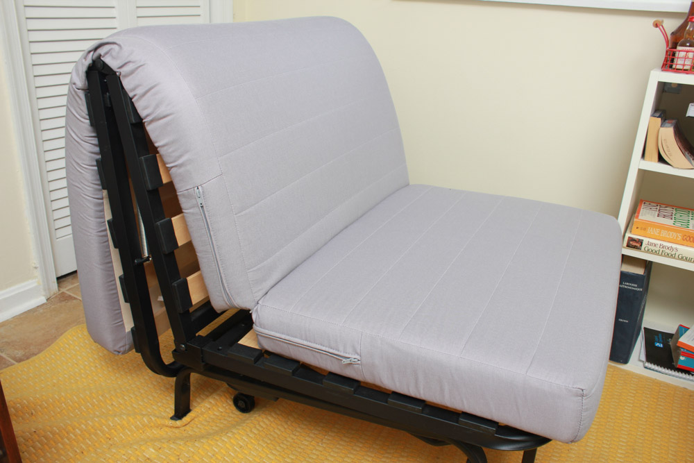 Convertible Futon Chair with White Slip Cover