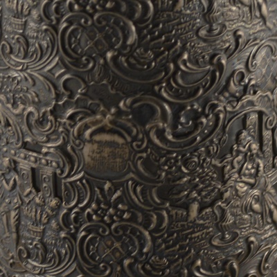 Antique 800 Silver Overlay Etched Glass Pitcher After Wolf & Knell, Hanau