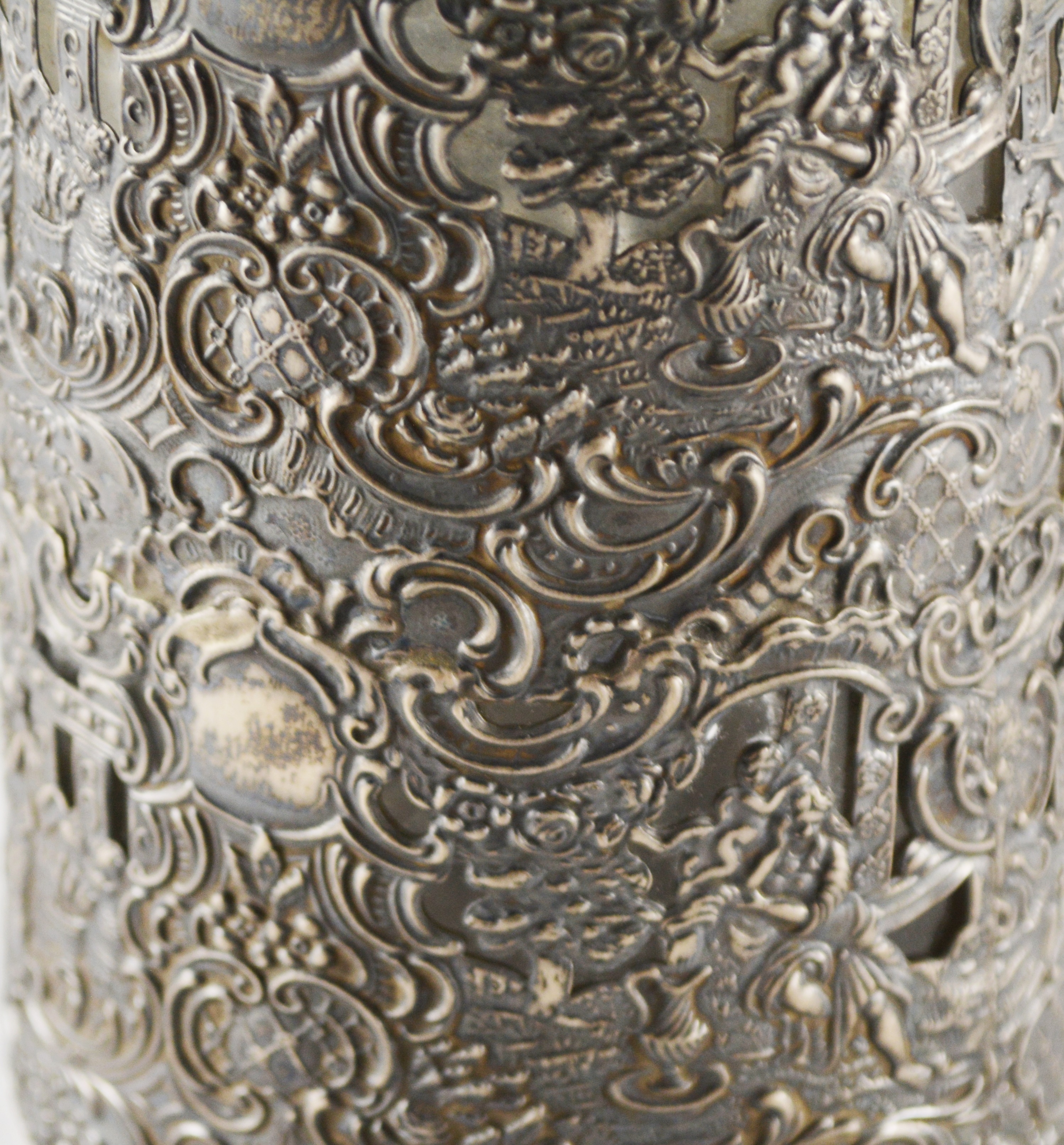 Antique 800 Silver Overlay Etched Glass Pitcher After Wolf & Knell, Hanau