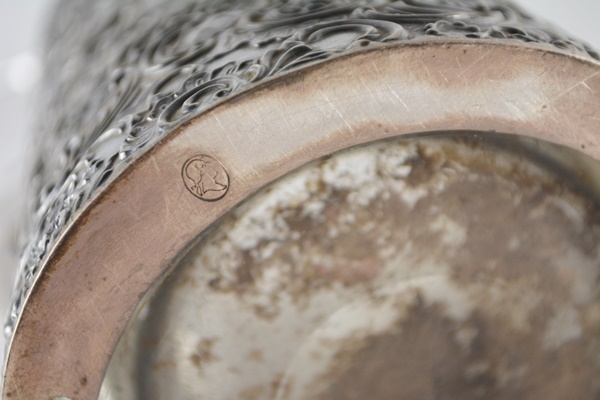 Antique 800 Silver Overlay Etched Glass Pitcher After Wolf & Knell, Hanau