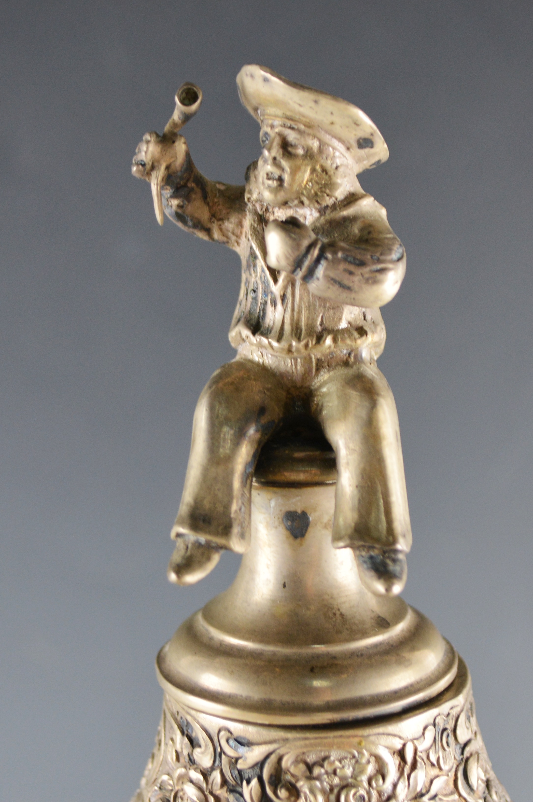 Antique 800 Silver Overlay Etched Glass Decanter After Wolf & Knell, Hanau