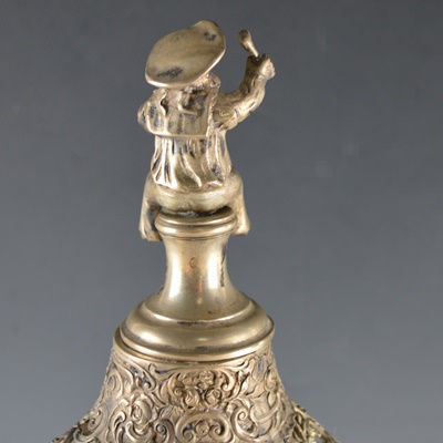 Antique 800 Silver Overlay Etched Glass Decanter After Wolf & Knell, Hanau