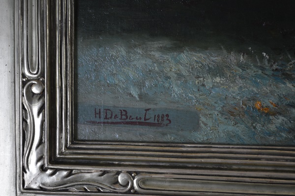 Henri De Beul Original Oil Painting of Pastoral Cow Scene