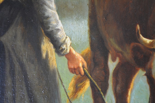 Henri De Beul Original Oil Painting of Pastoral Cow Scene