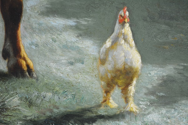 Henri De Beul Original Oil Painting of Pastoral Cow Scene