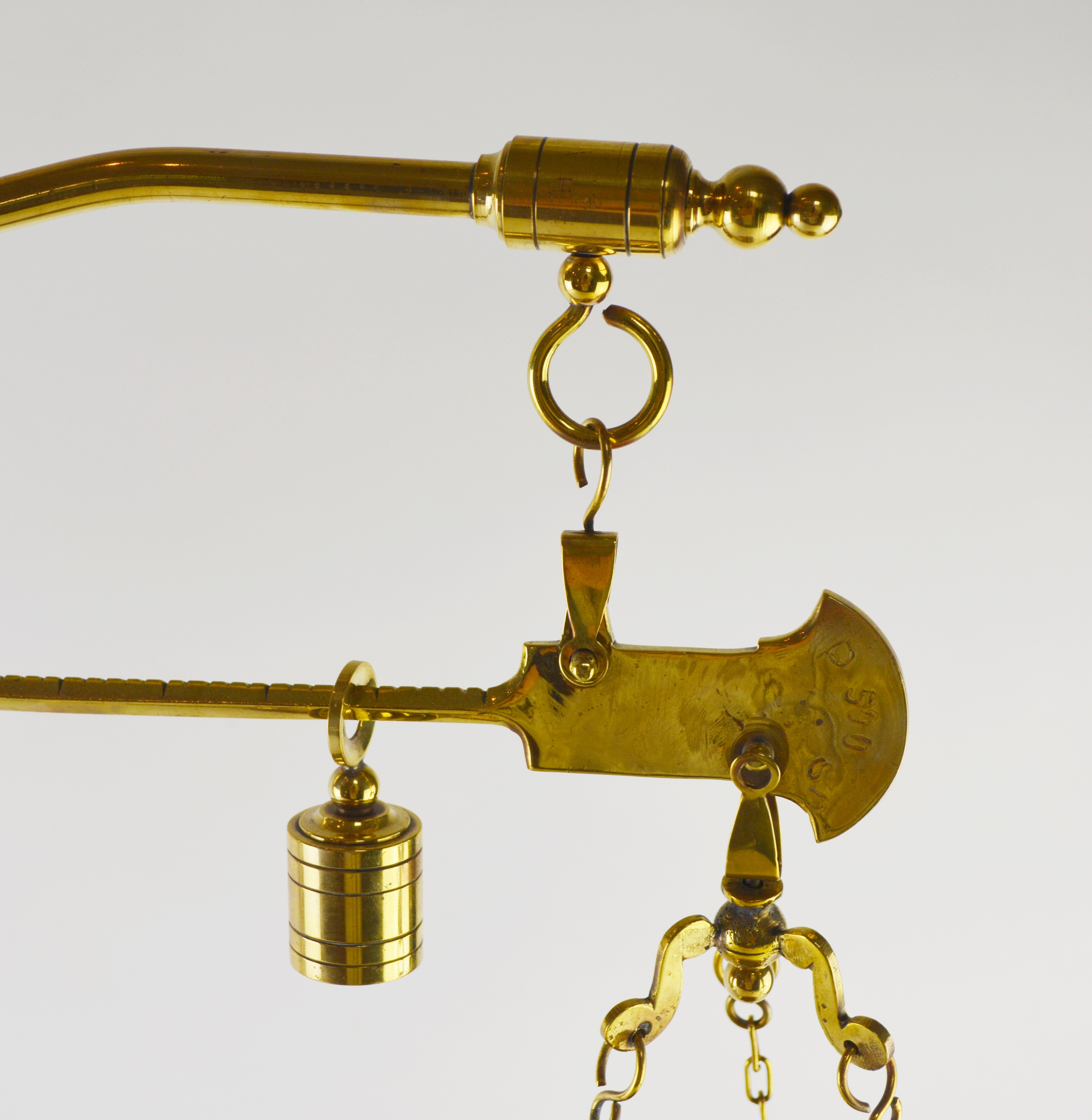 Vintage Brass Scale With Pan, Weight and Candleholder