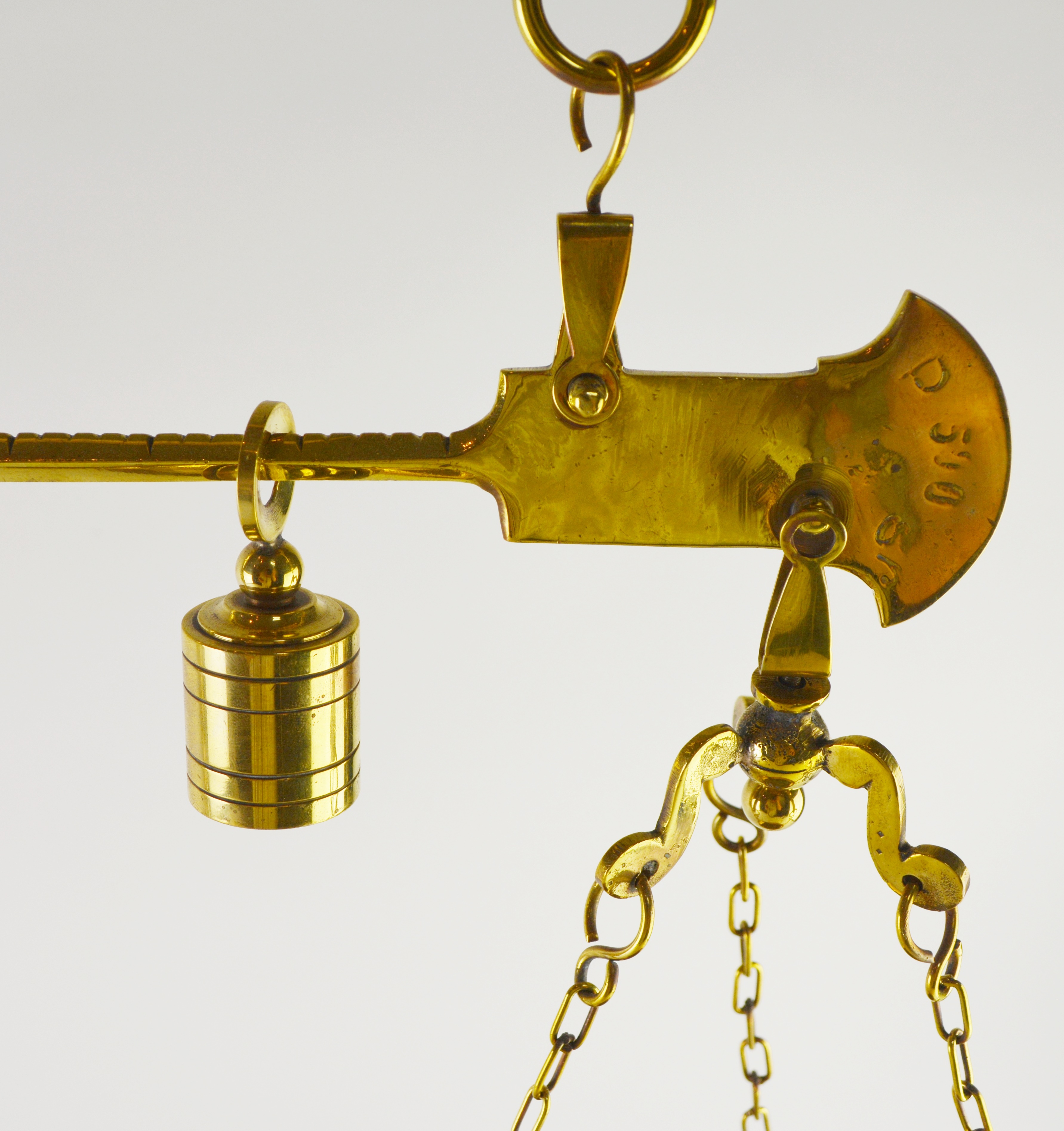 Vintage Brass Scale With Pan, Weight and Candleholder