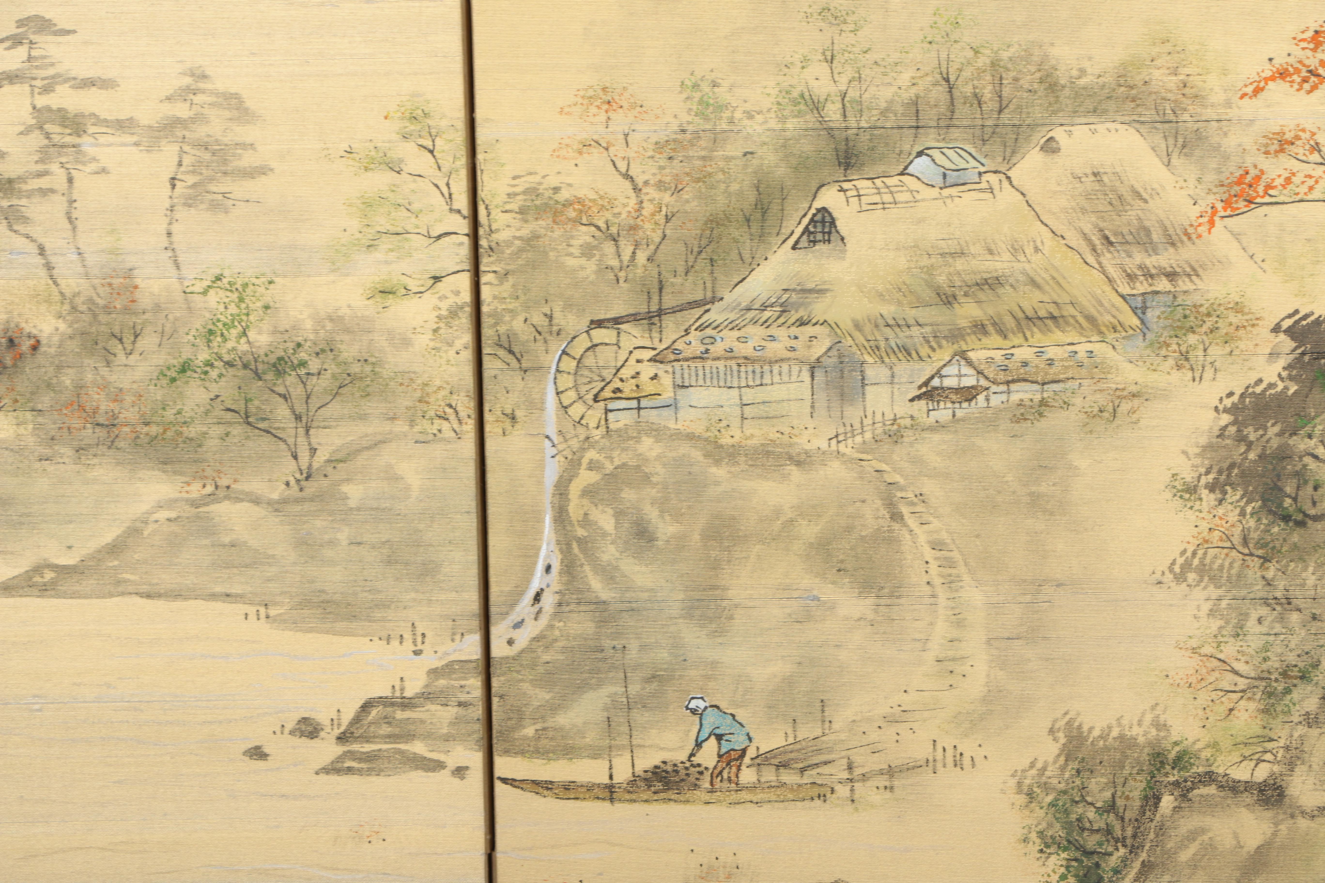 Japanese Painted Folding Screen