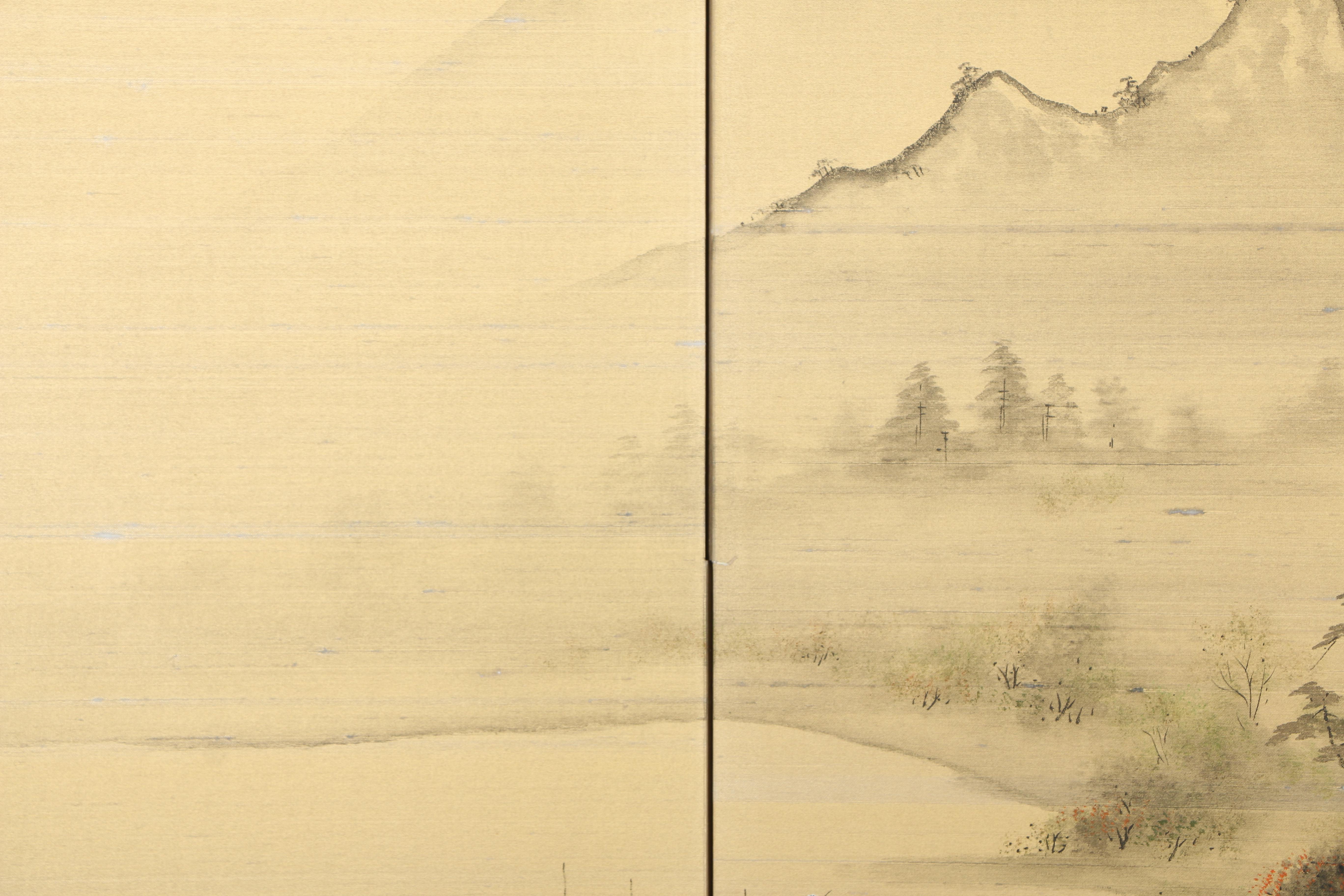 Japanese Painted Folding Screen