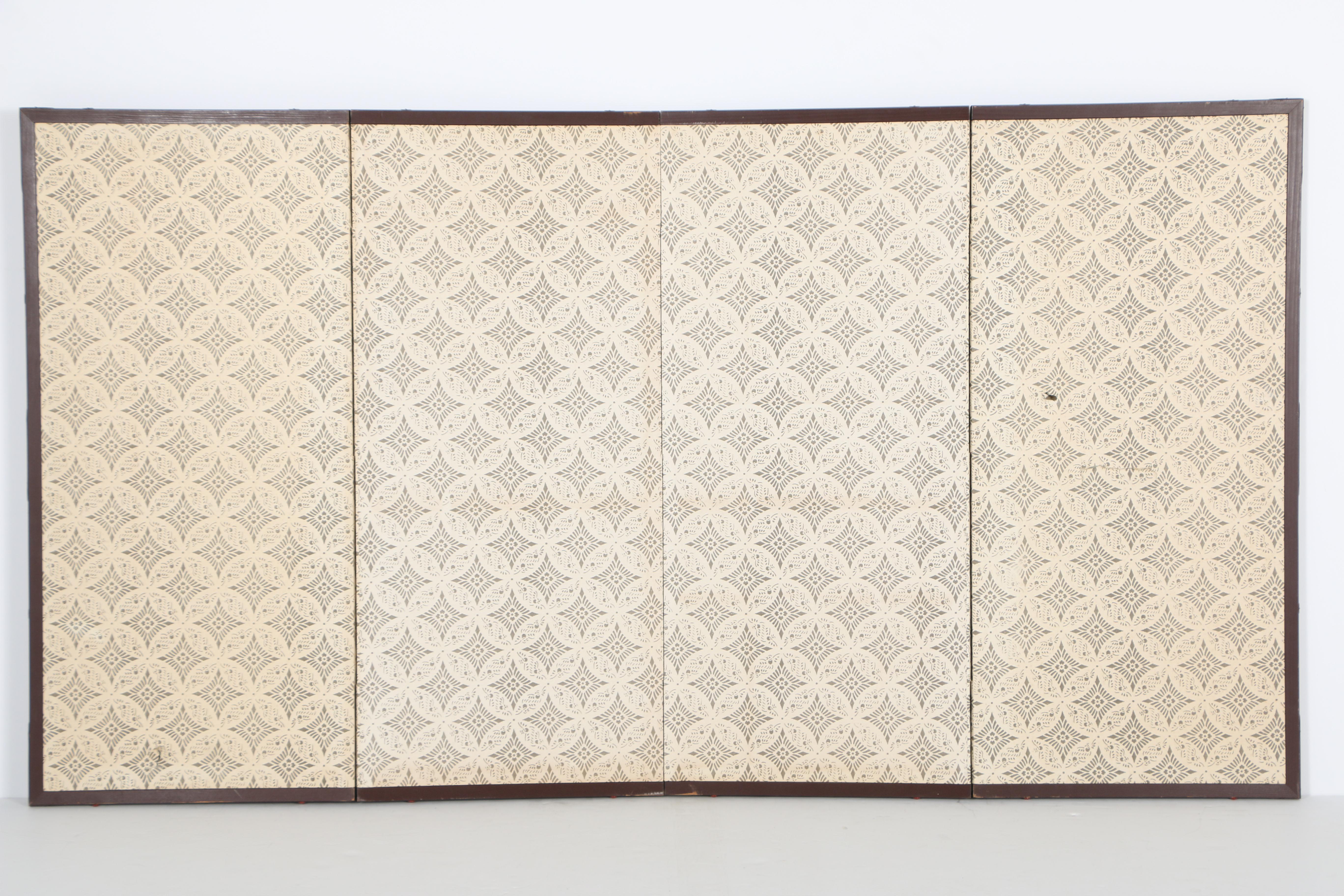 Japanese Painted Folding Screen