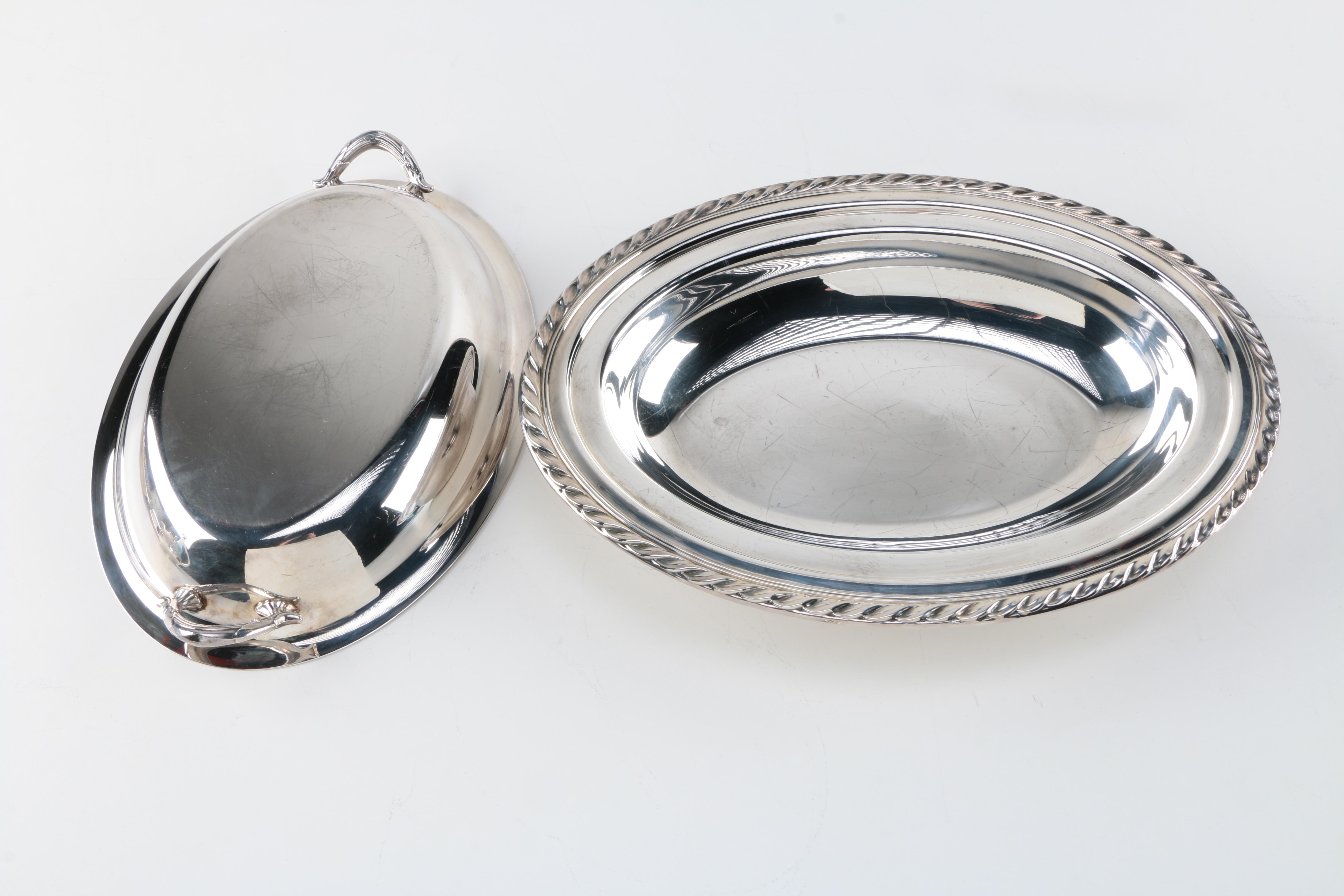 Wm. Rogers Silver Plate Covered Vegetable Dish and Other Silver Plate Items