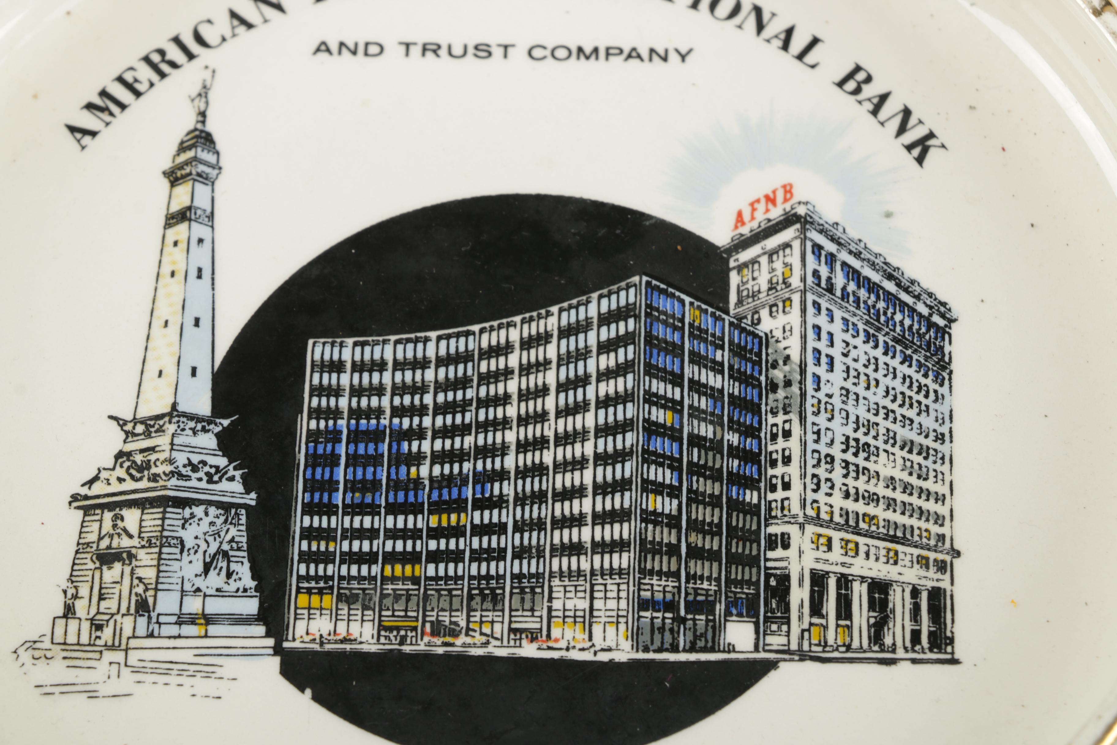 Bank Themed Metal Coin Banks and Ceramic Dish