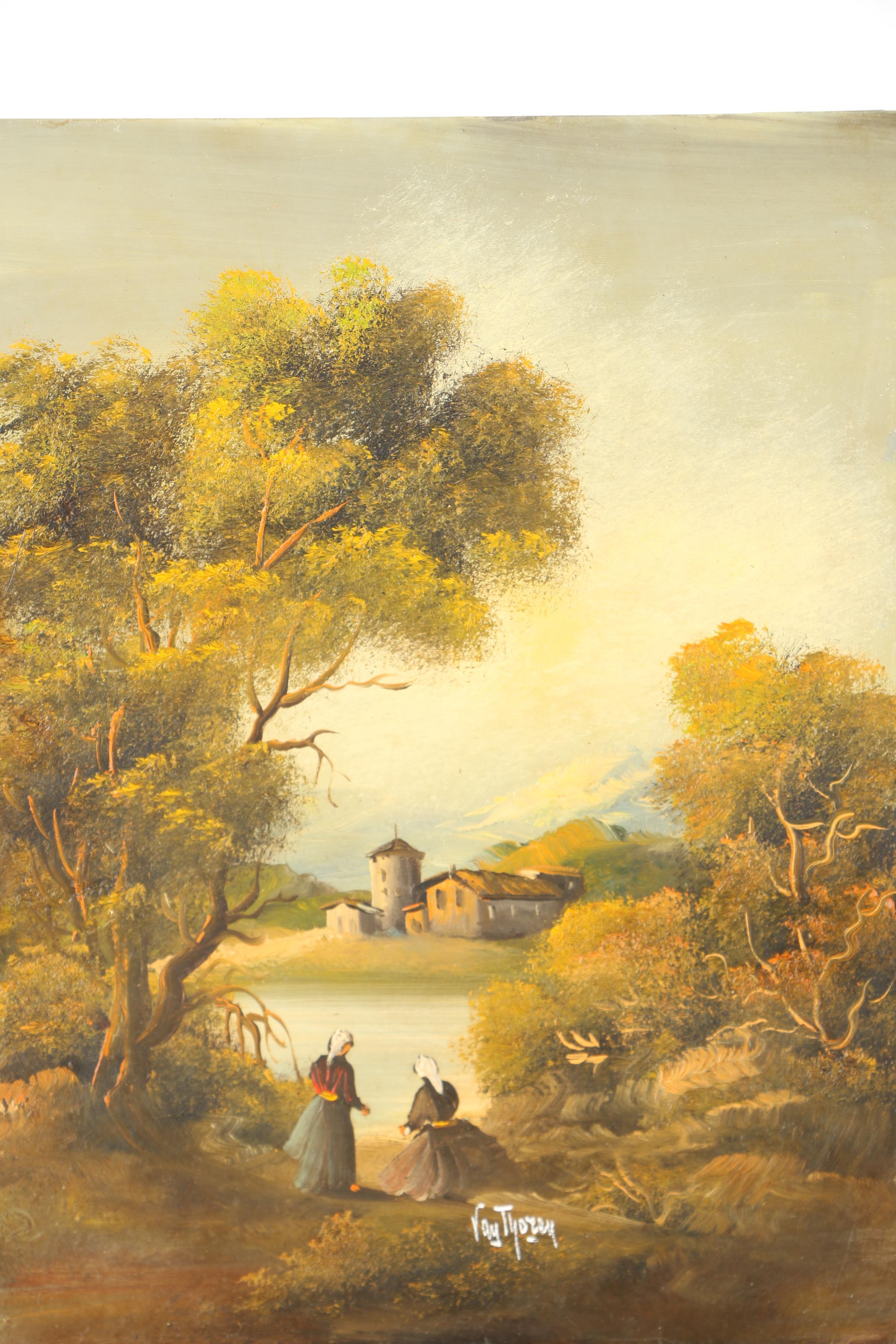 Four Otto von Thoren Oil Paintings on Copper Plates of Landscapes