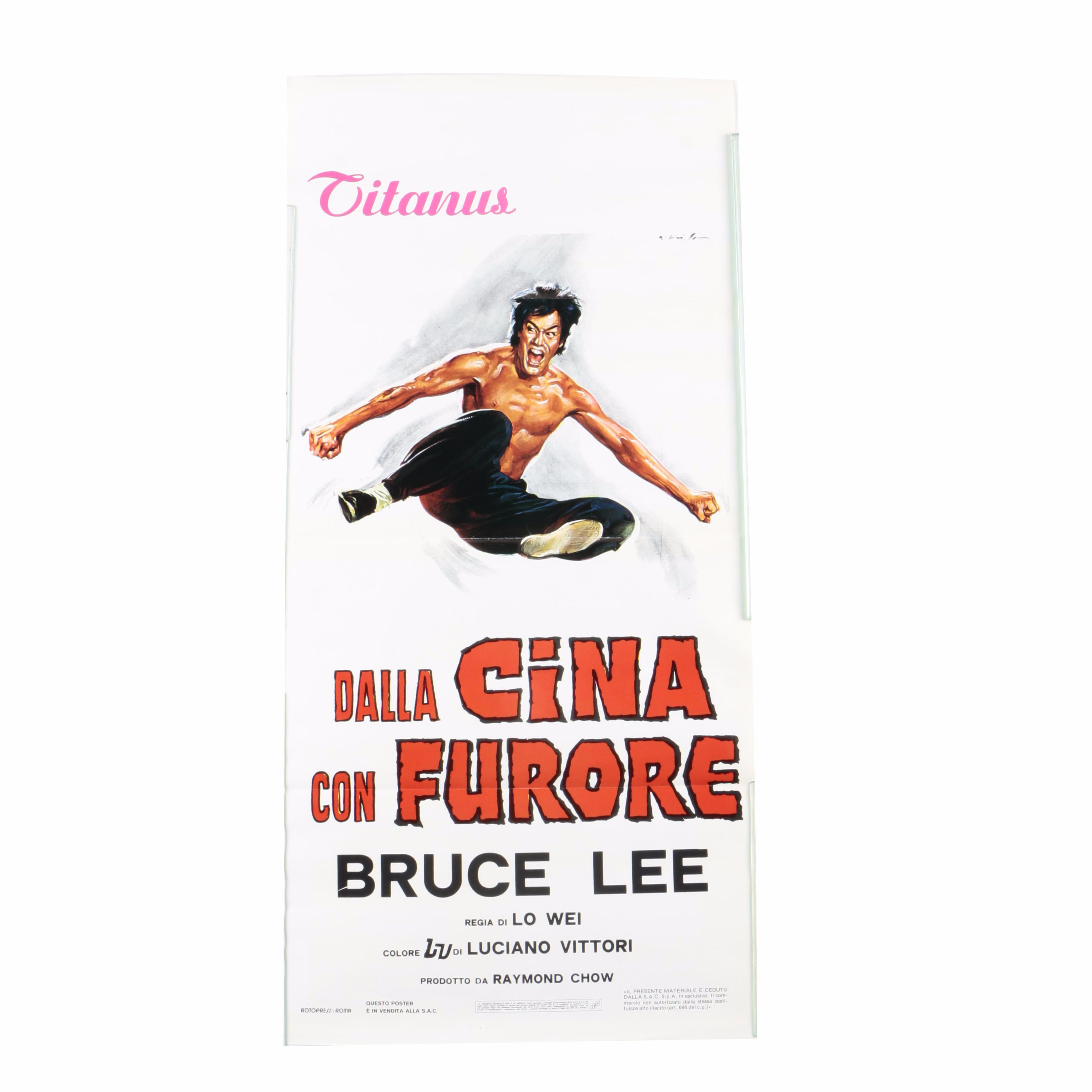 1970s Titanus Italian Movie Poster for Bruce Lee's "Fist of Fury"