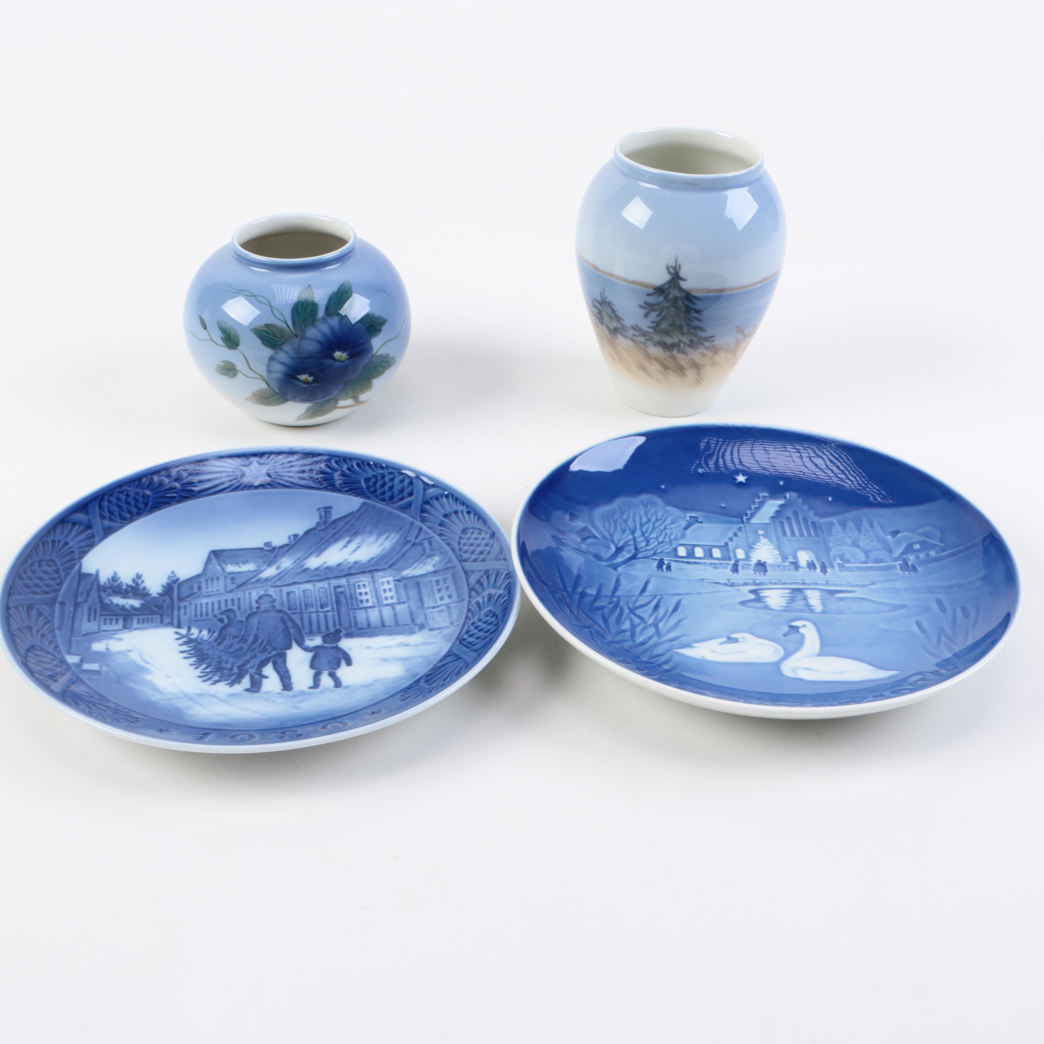 Blue and White Copenhagen Plates and Vases