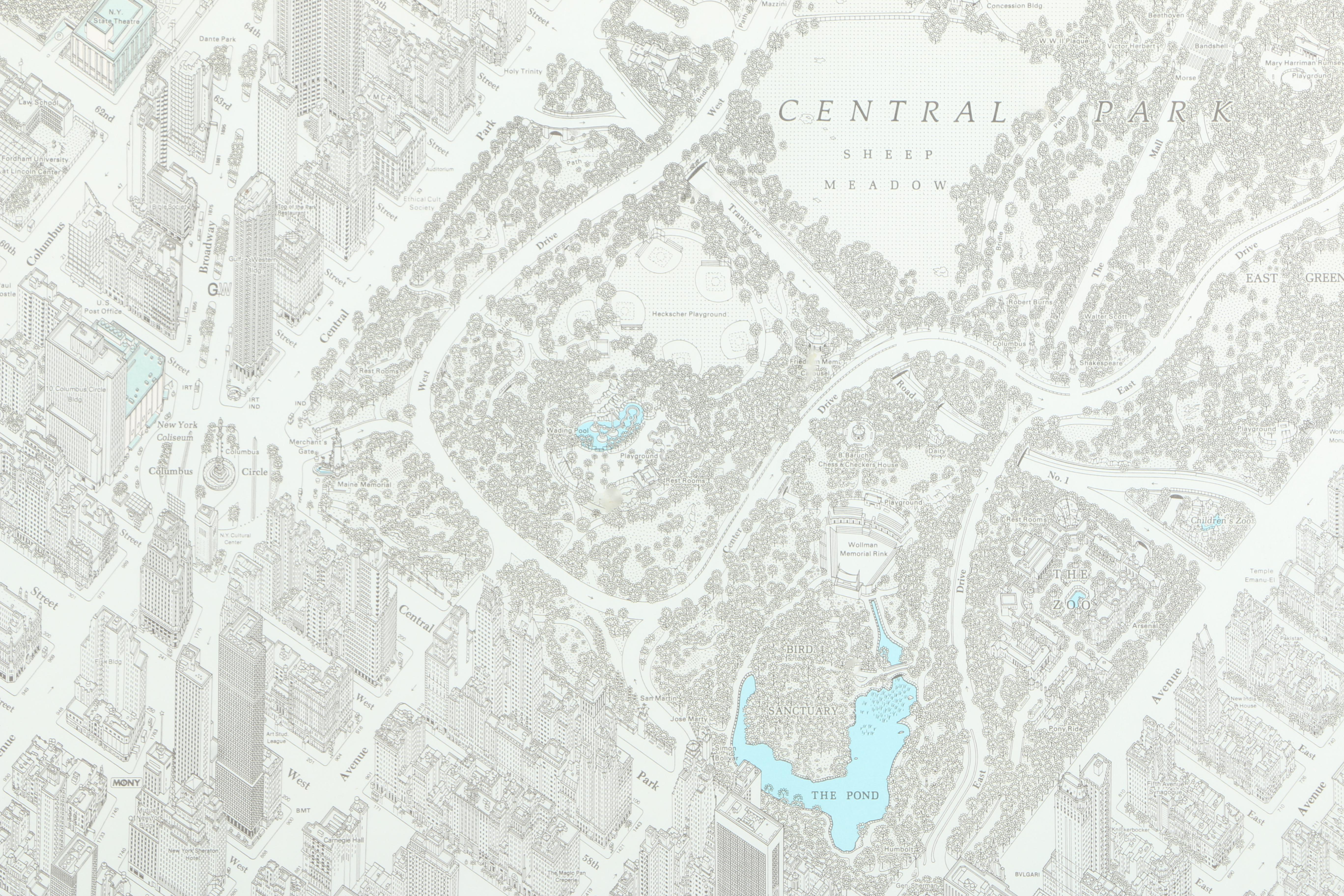 Anderson Isometric Maps Lithograph Print Map of Midtown Manhattan