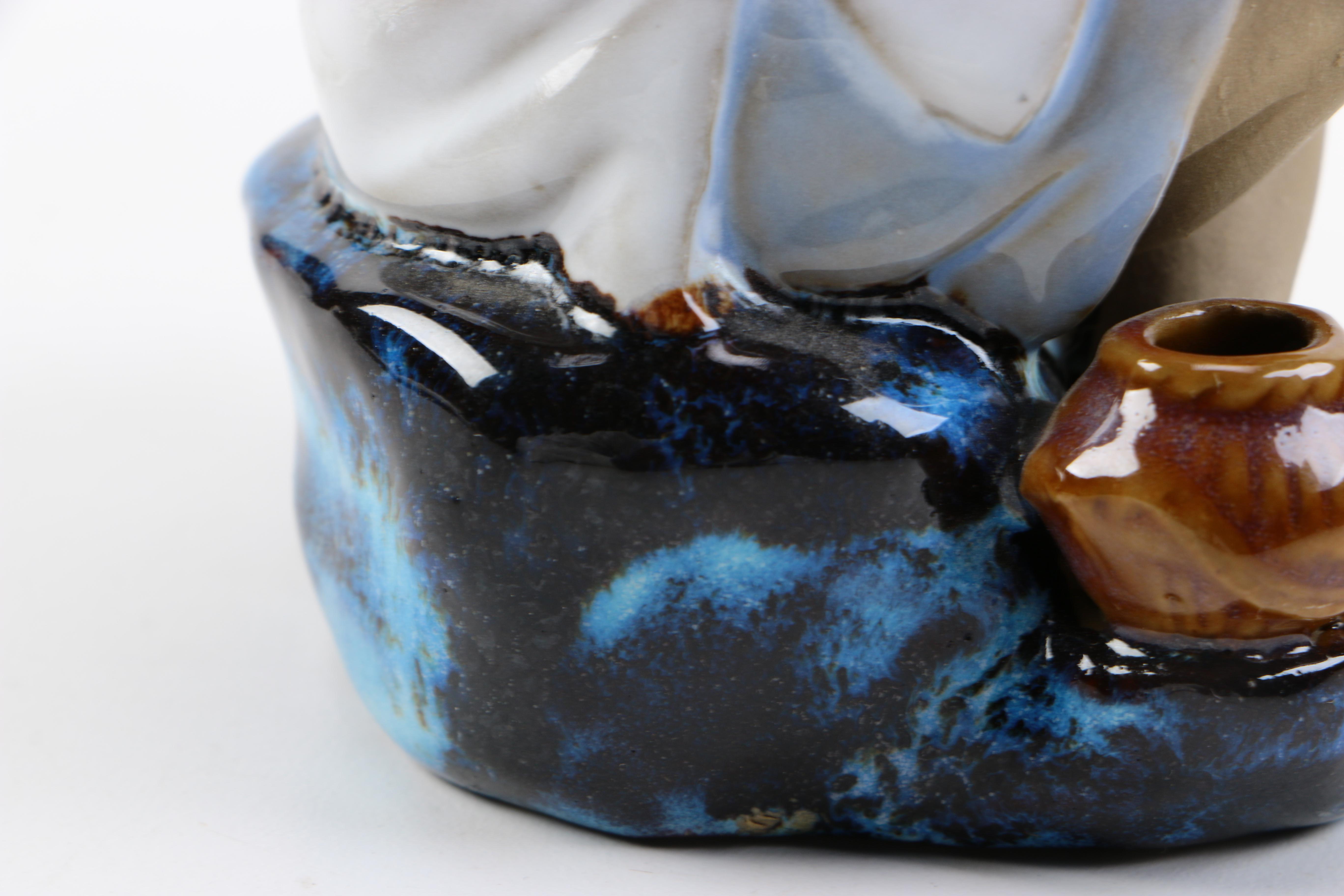 Chinese Shiwan Ware Ceramic Fisherman Figurine