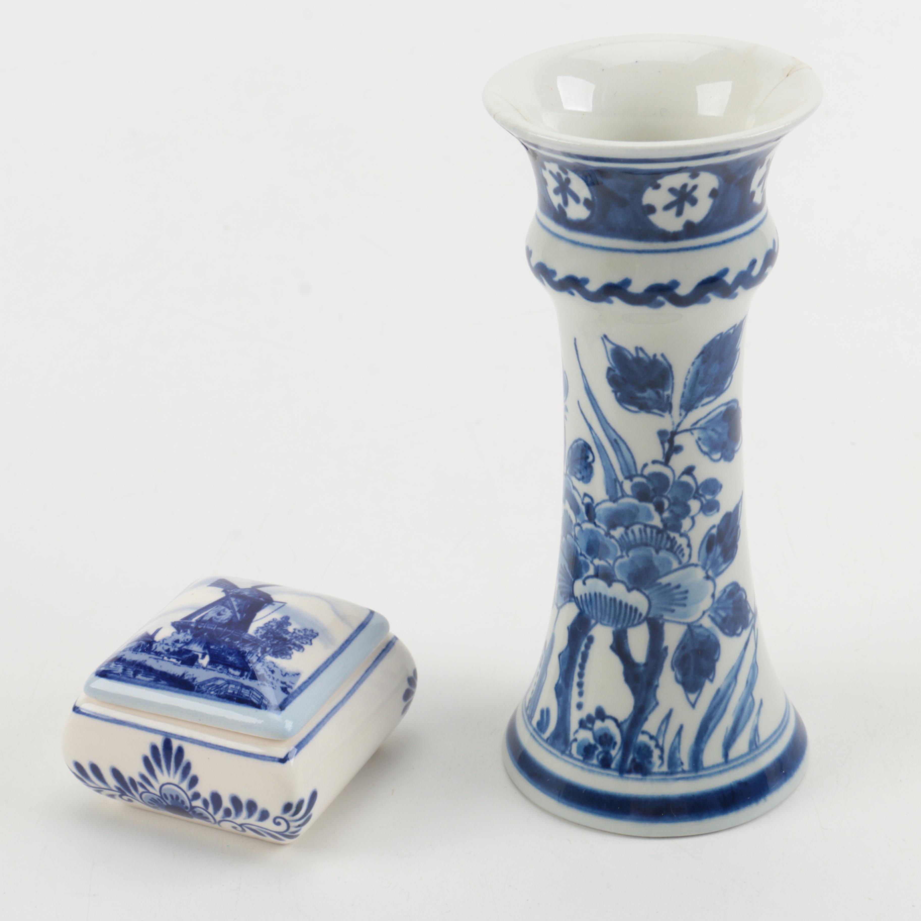 Delft Vase and Trinket Box