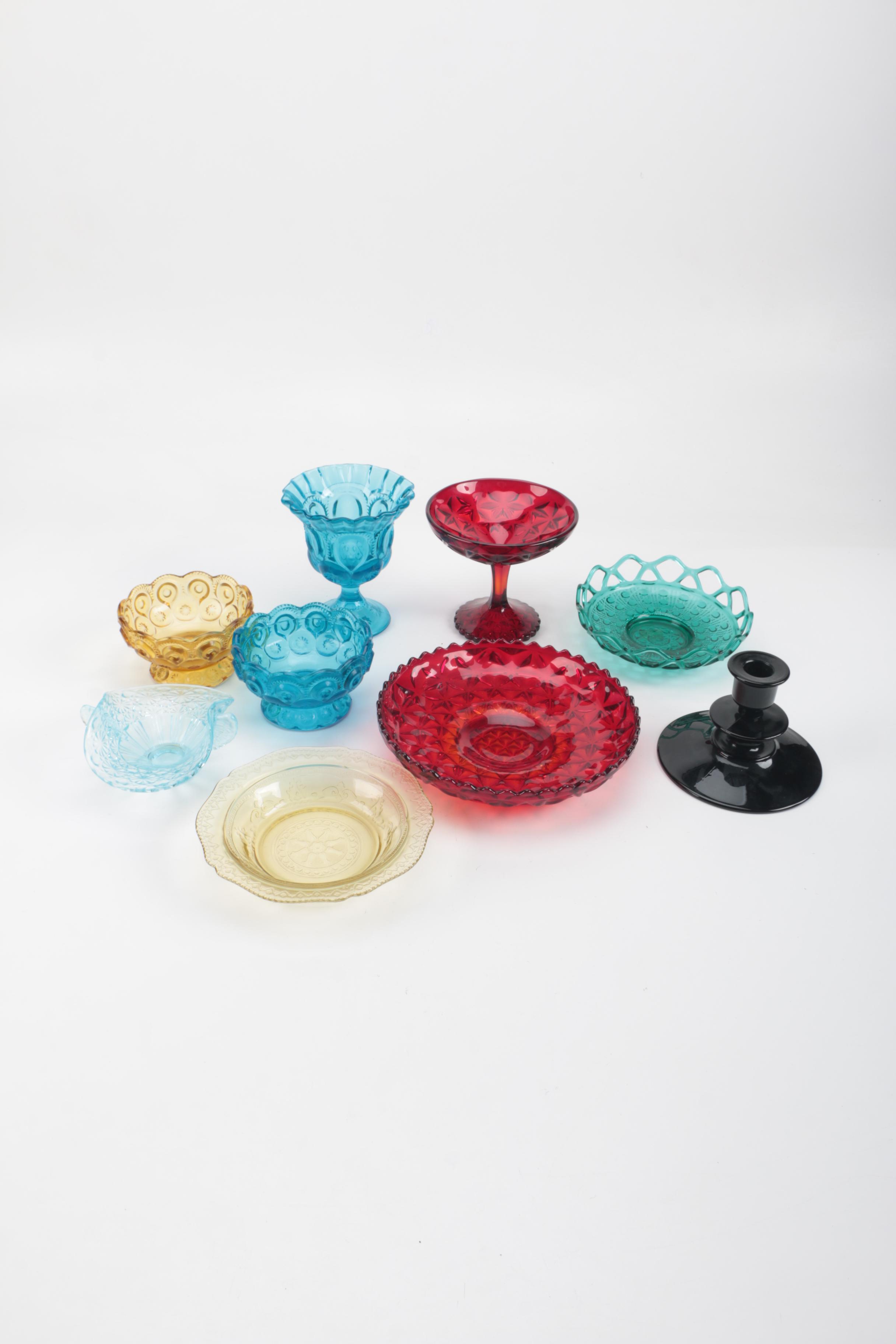Colored Pressed Glass Serveware