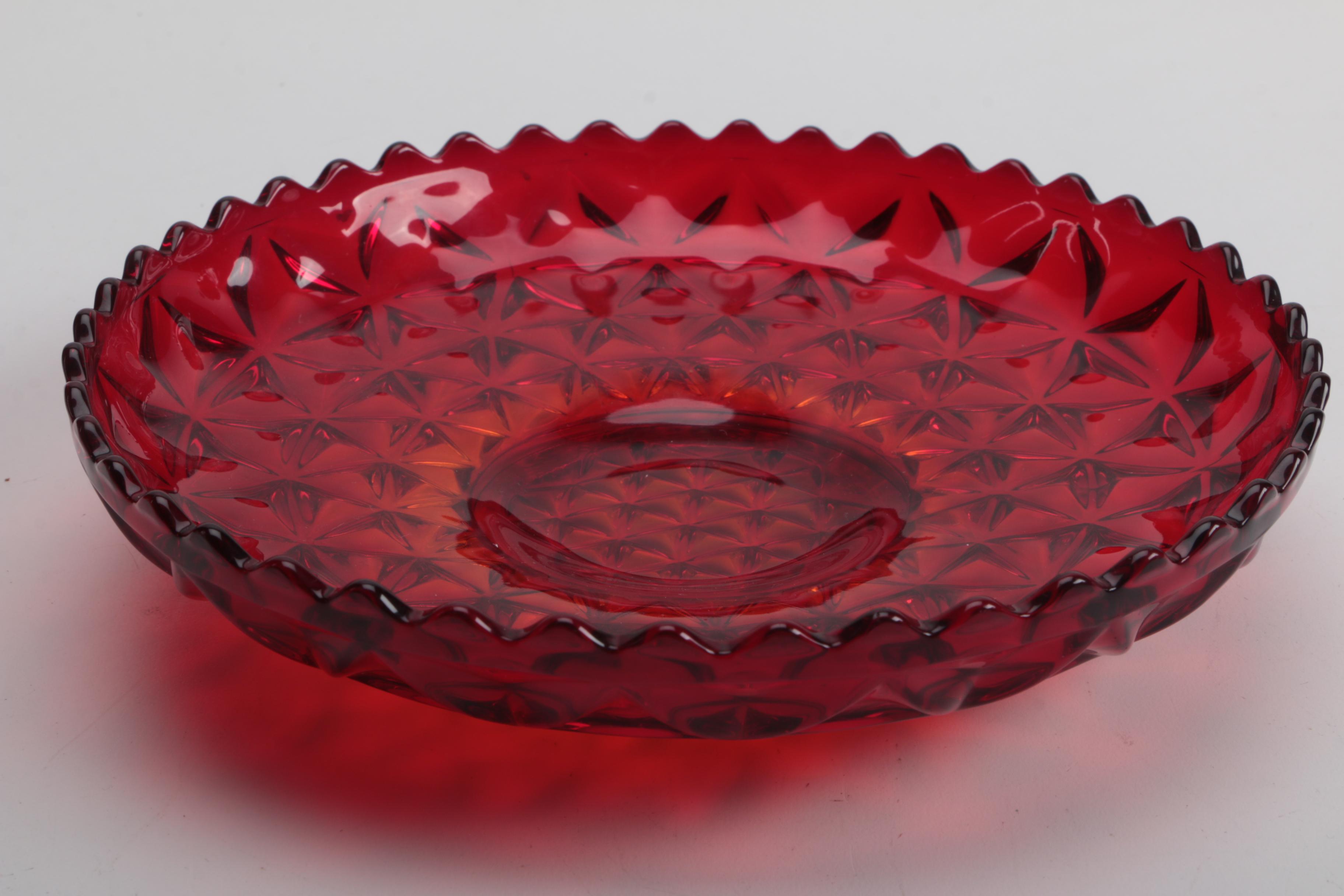 Colored Pressed Glass Serveware