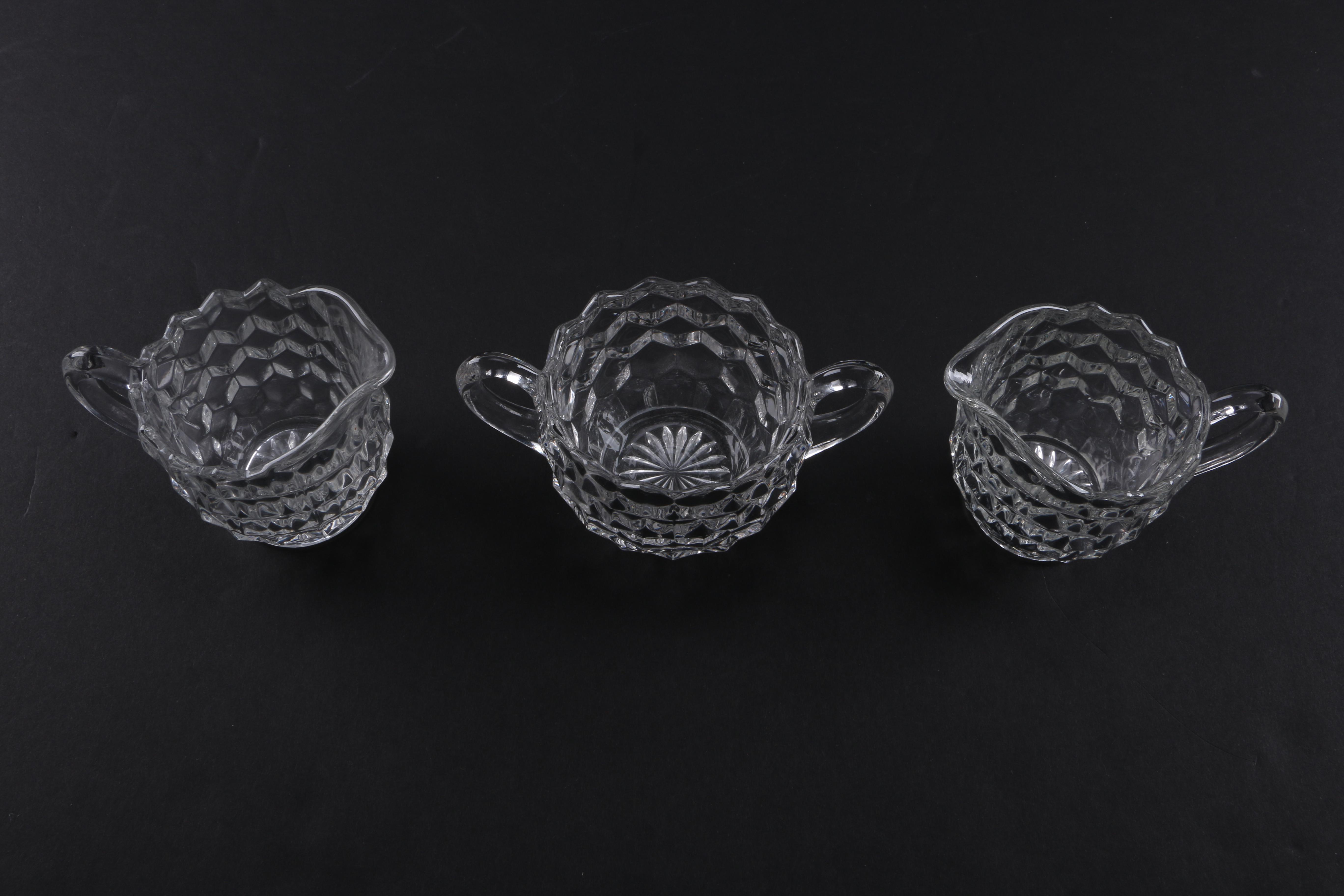 Cubist Style Glass Tableware including Fostoria "American Clear"